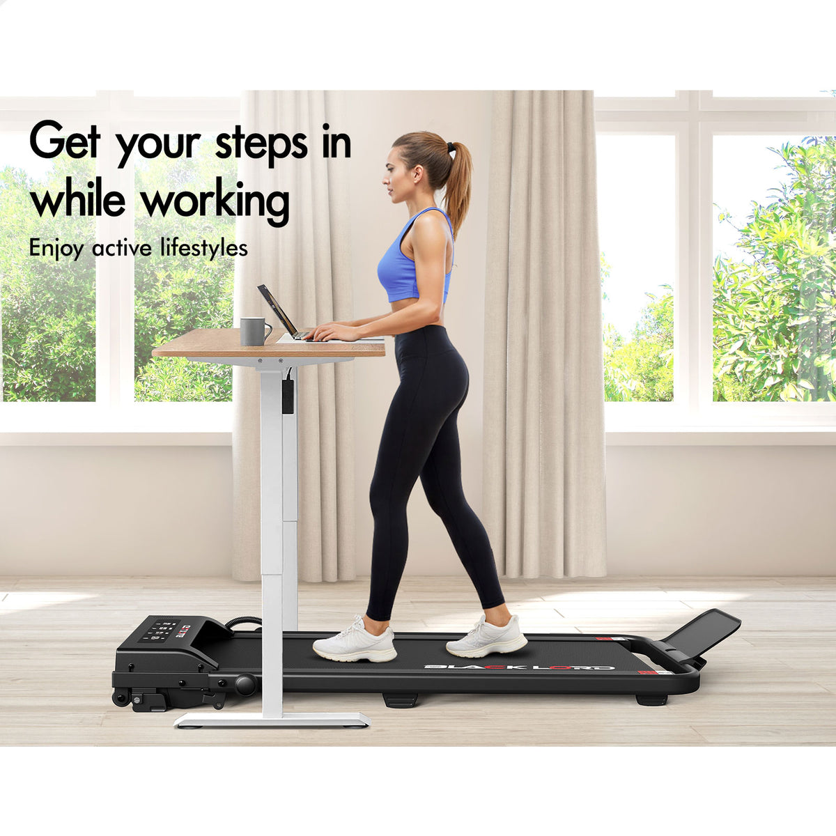 BLACK LORD Treadmill Electric Walking Pad Foldable Under Desk Home Gym Black