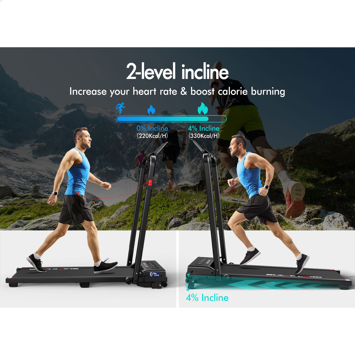 BLACK LORD Treadmill Electric Walking Pad Foldable Under Desk Home Gym Black