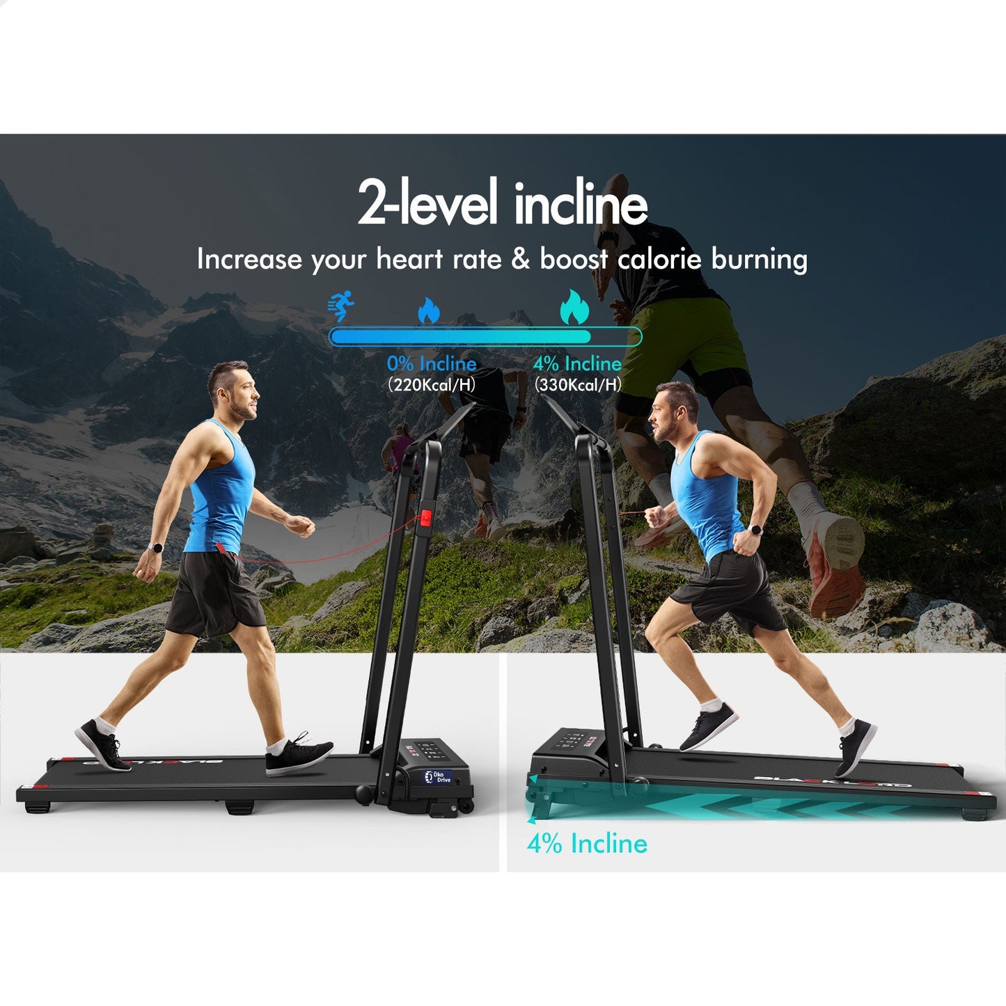 BLACK LORD Treadmill Electric Walking Pad Foldable Under Desk Home Gym Black