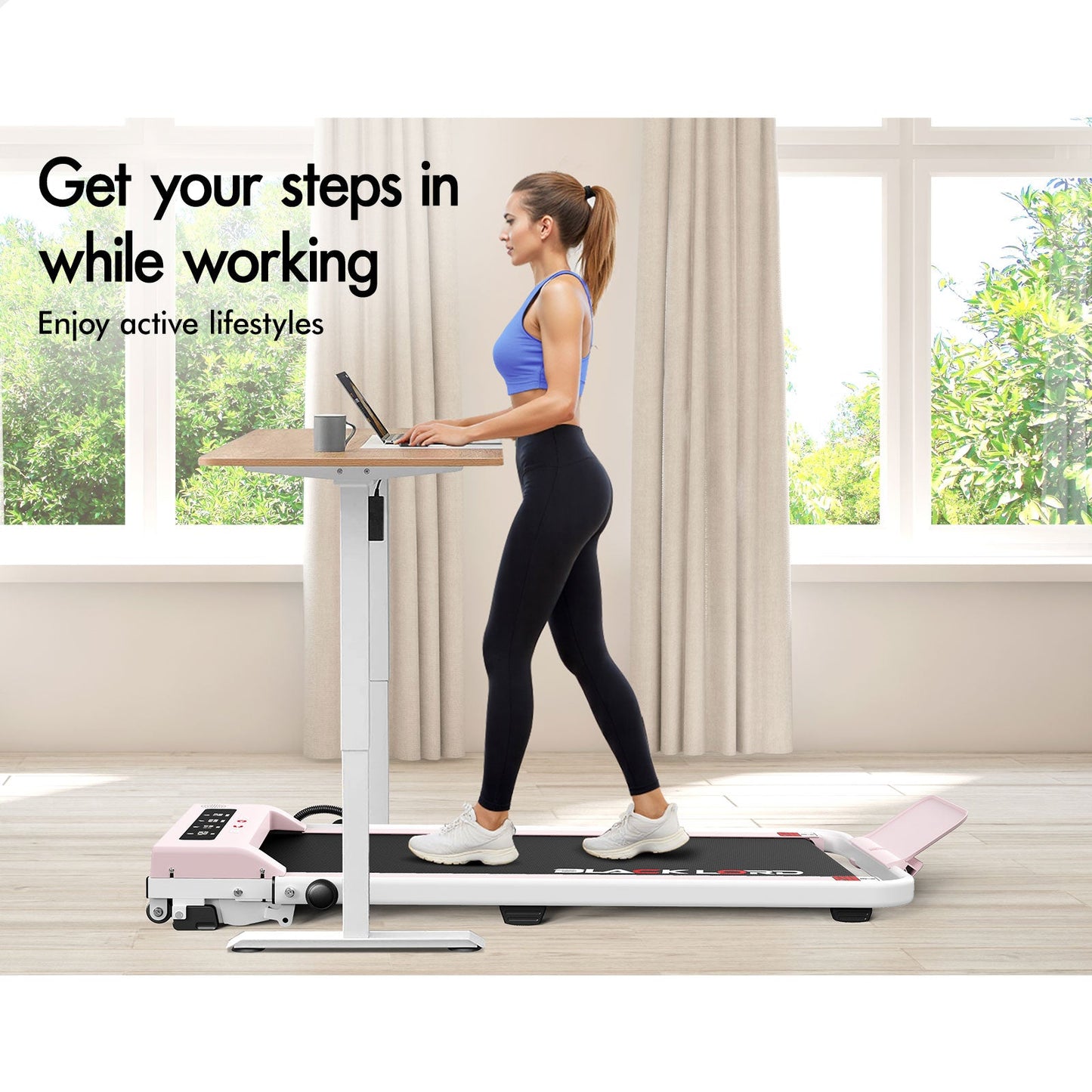 BLACK LORD Treadmill Electric Walking Pad Foldable Under Desk Home Gym Pink