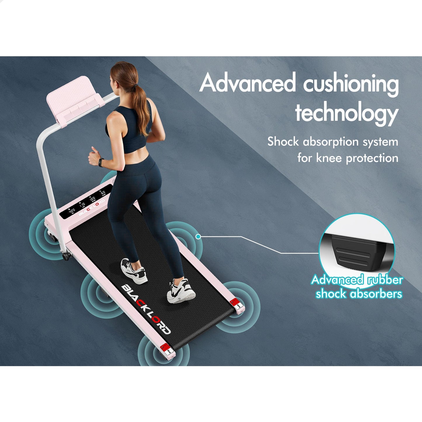 BLACK LORD Treadmill Electric Walking Pad Foldable Under Desk Home Gym Pink