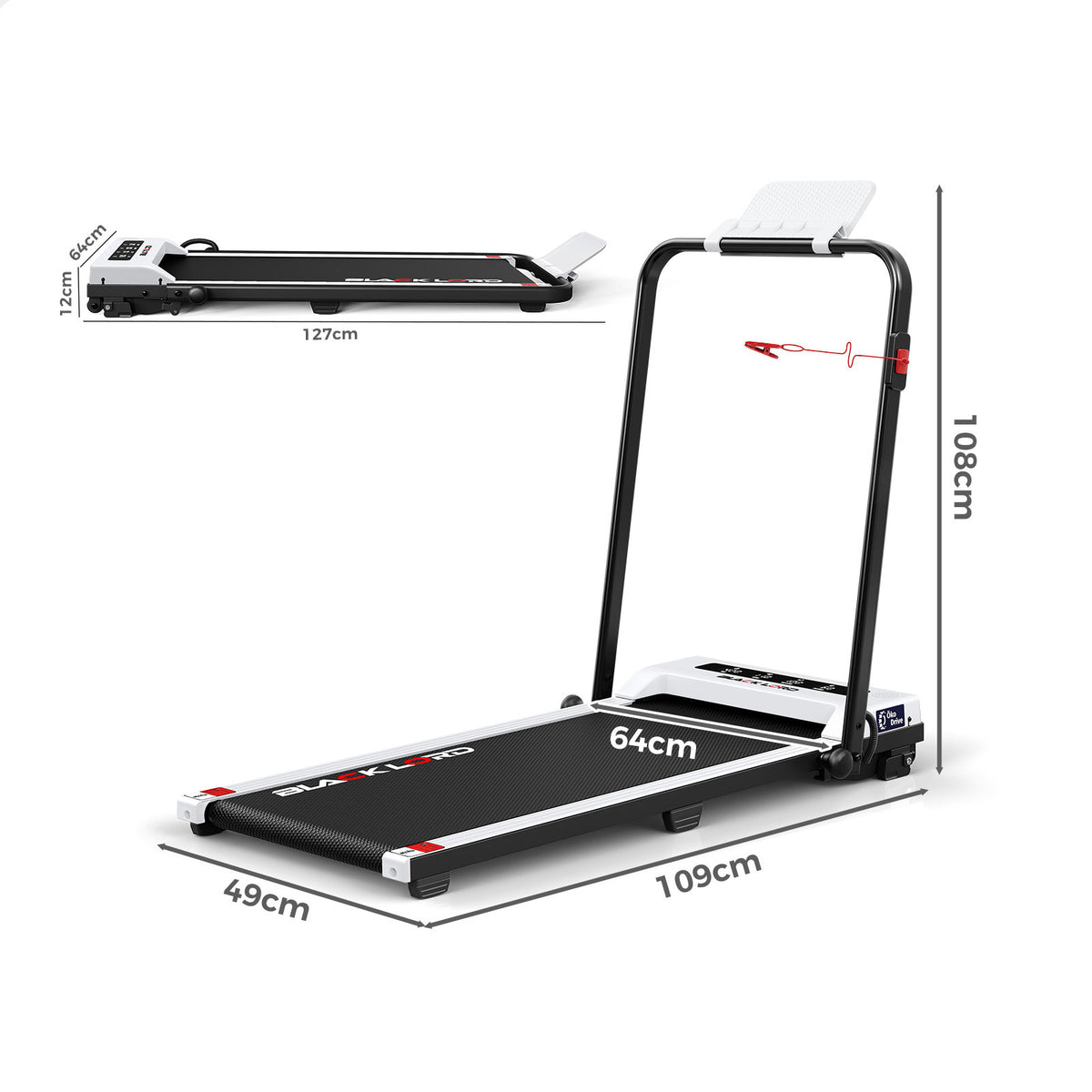 BLACK LORD Treadmill Electric Walking Pad Foldable Under Desk Home Gym White