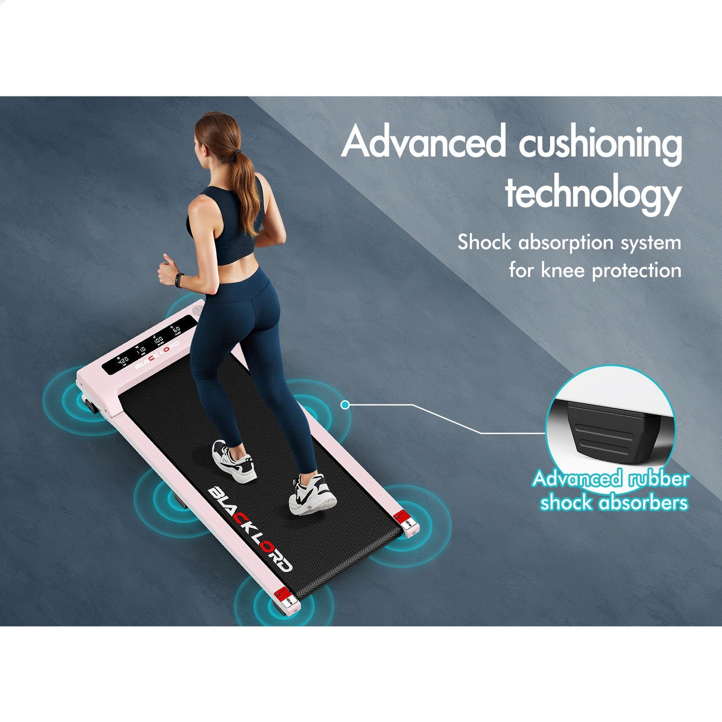 BLACK LORD Treadmill Electric Walking Pad Under Desk Home Office Fitness Pink