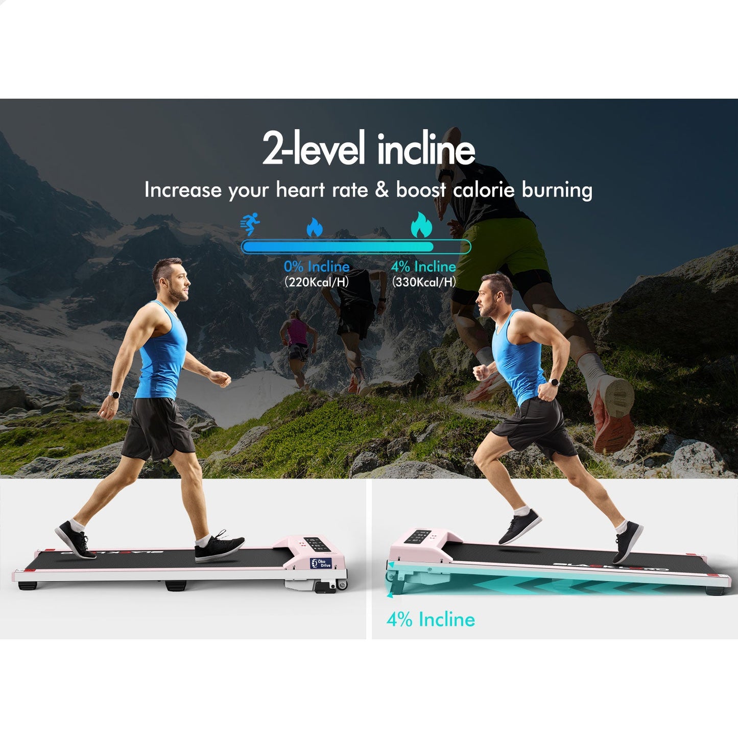 BLACK LORD Treadmill Electric Walking Pad Under Desk Home Office Fitness Pink