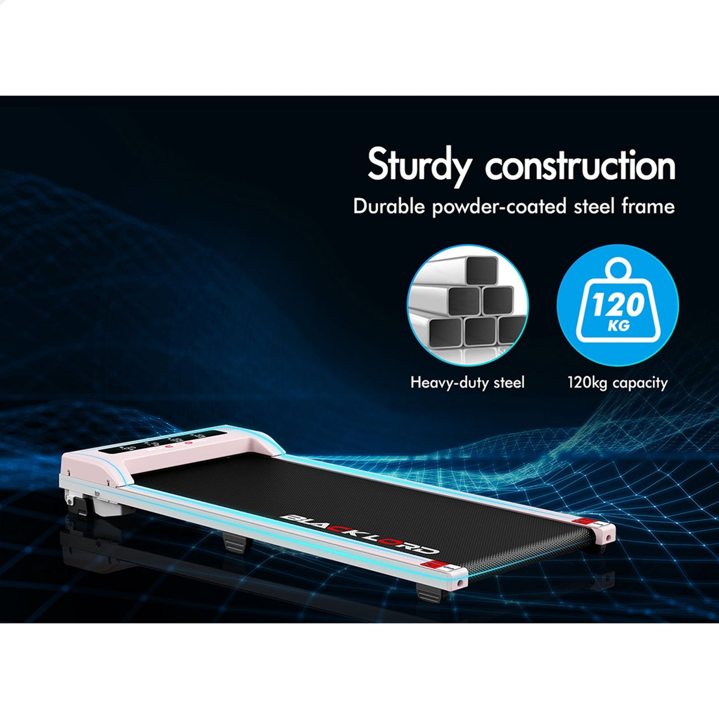 BLACK LORD Treadmill Electric Walking Pad Under Desk Home Office Fitness Pink