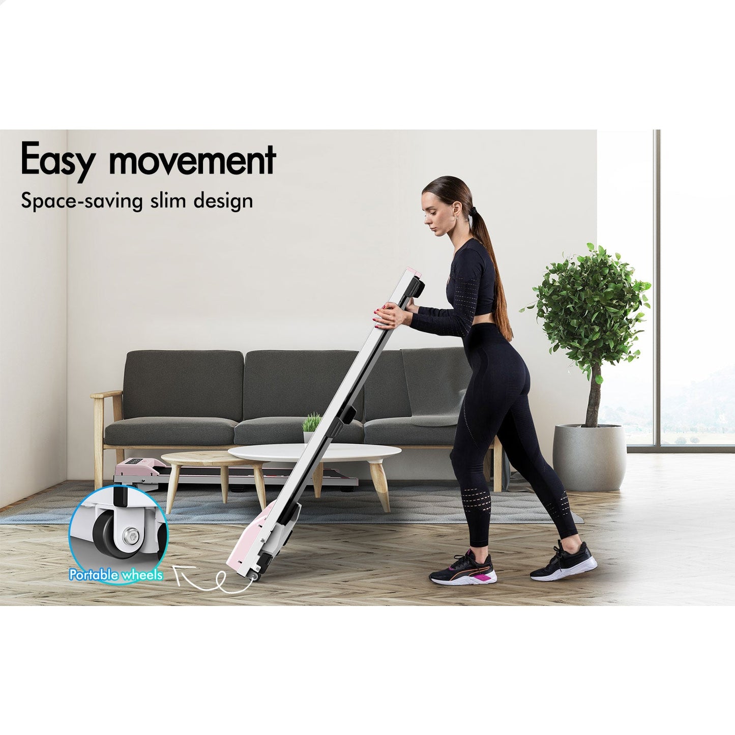 BLACK LORD Treadmill Electric Walking Pad Under Desk Home Office Fitness Pink