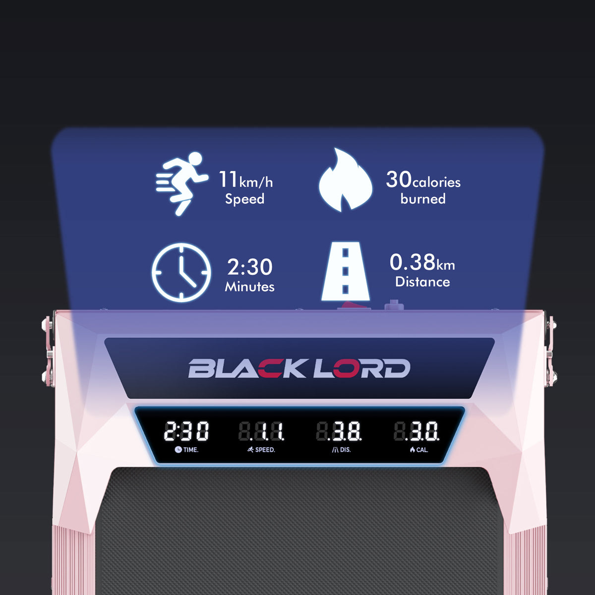 BLACK LORD Treadmill Electric Walking Pad Under Desk Home Incline Foldable Pink