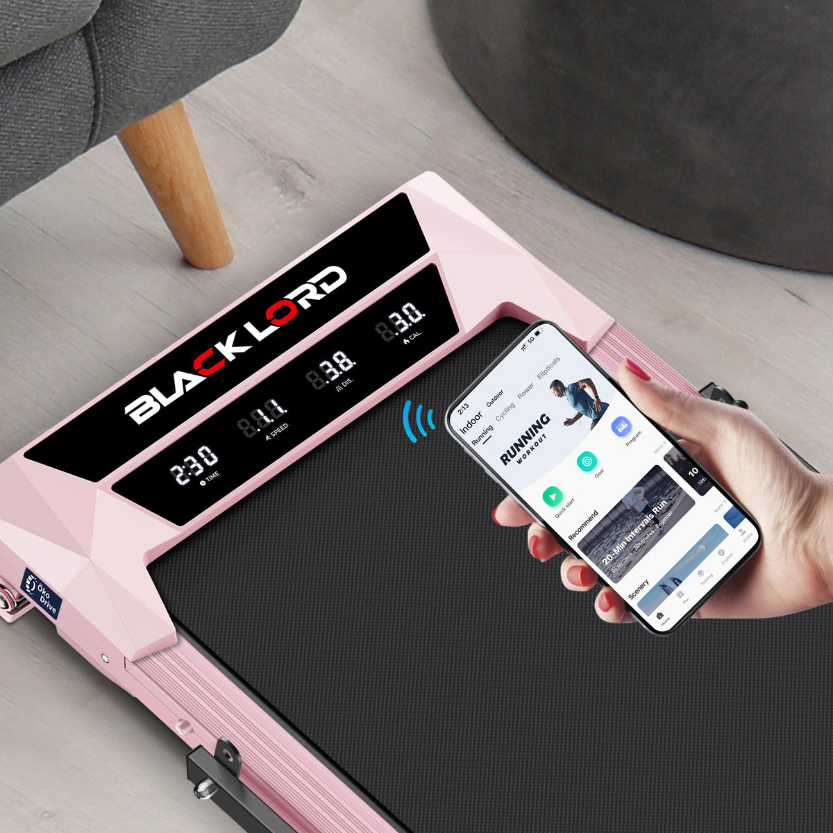 BLACK LORD Treadmill Electric Walking Pad Under Desk Home Incline Foldable Pink