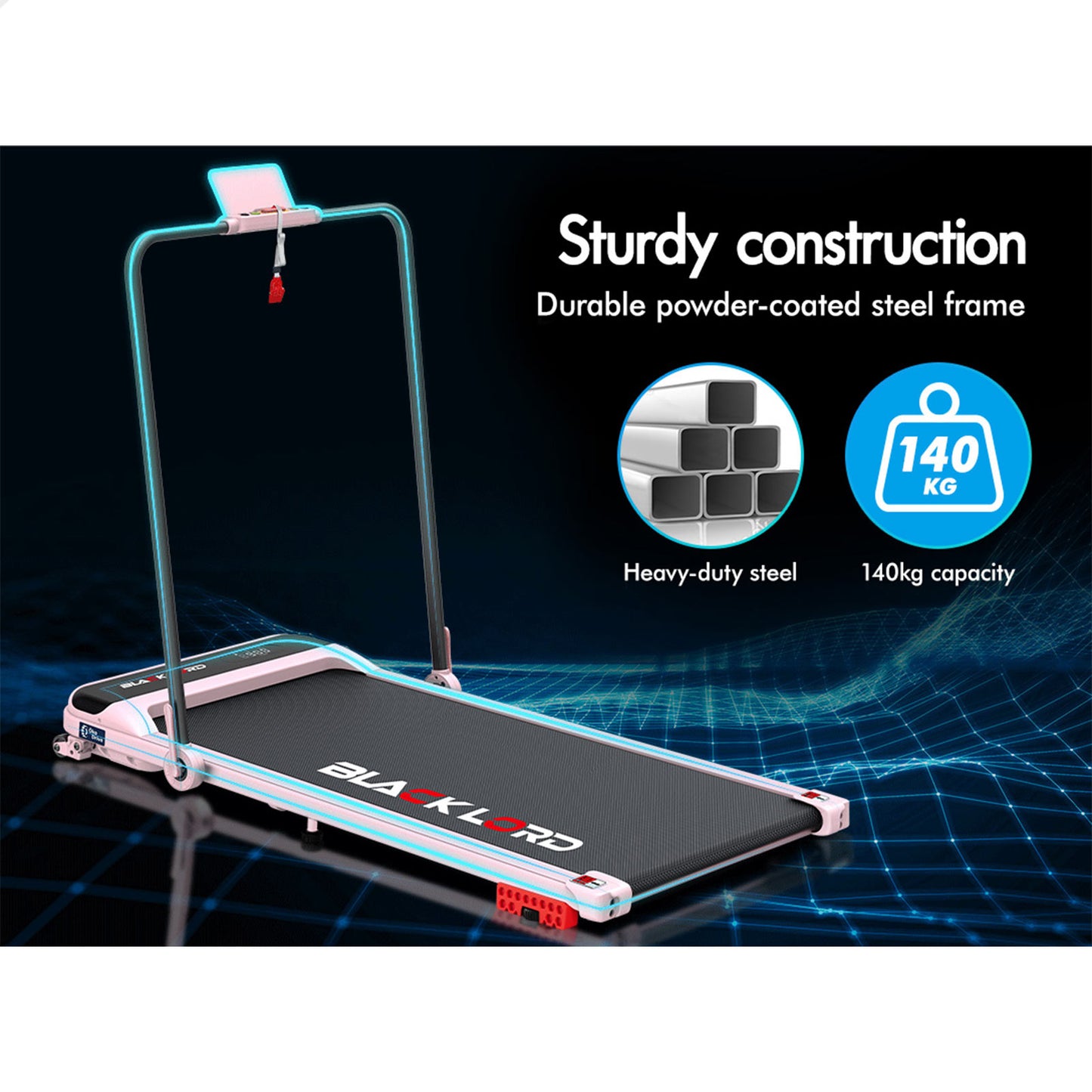 BLACK LORD Treadmill Electric Walking Pad Home Office Incline Foldable Pink