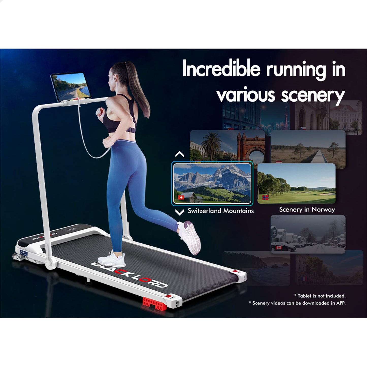 BLACK LORD Treadmill Incline Walking Pad Foldable