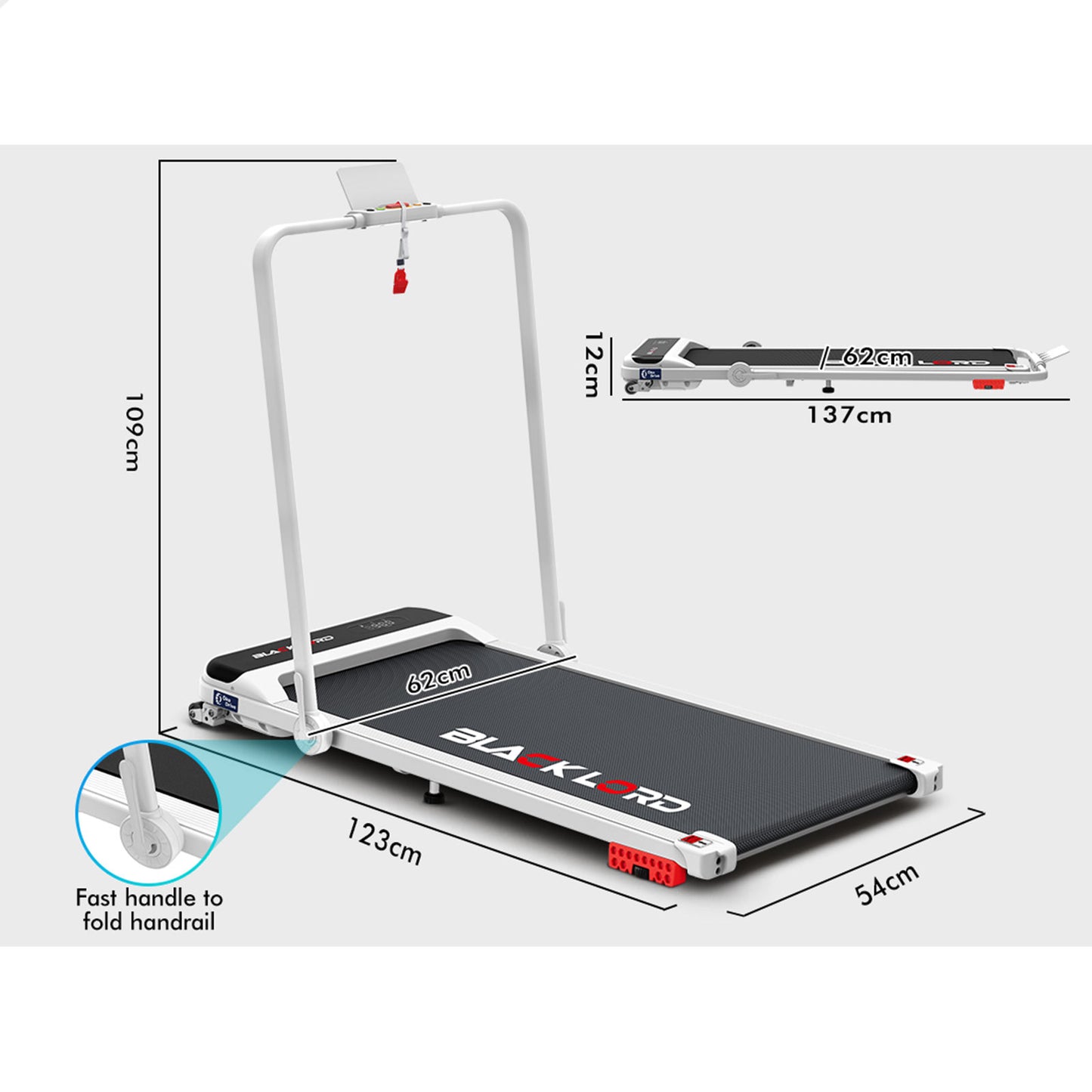 BLACK LORD Treadmill Incline Walking Pad Foldable