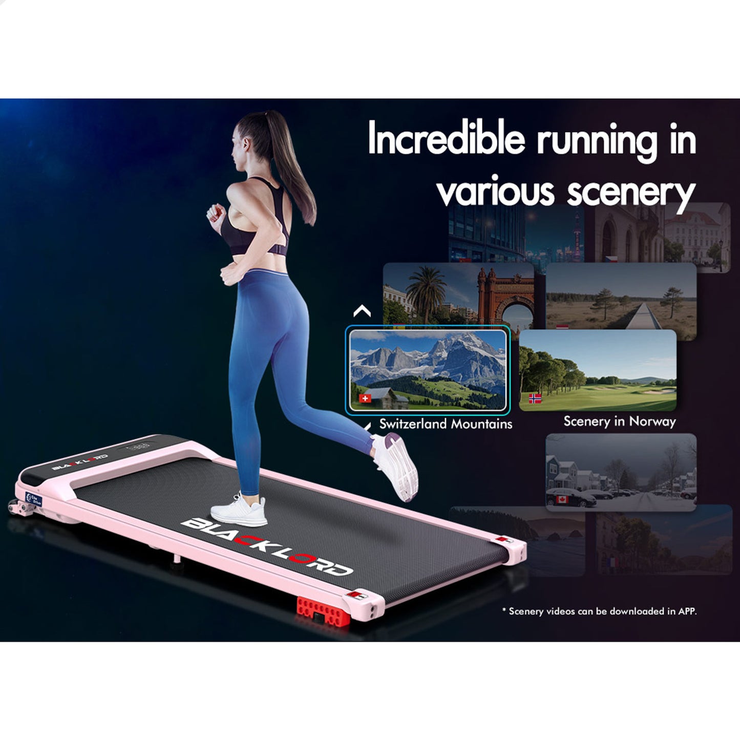 BLACK LORD Treadmill Electric Walking Pad Home Office Gym Fitness Incline MS2 Pink