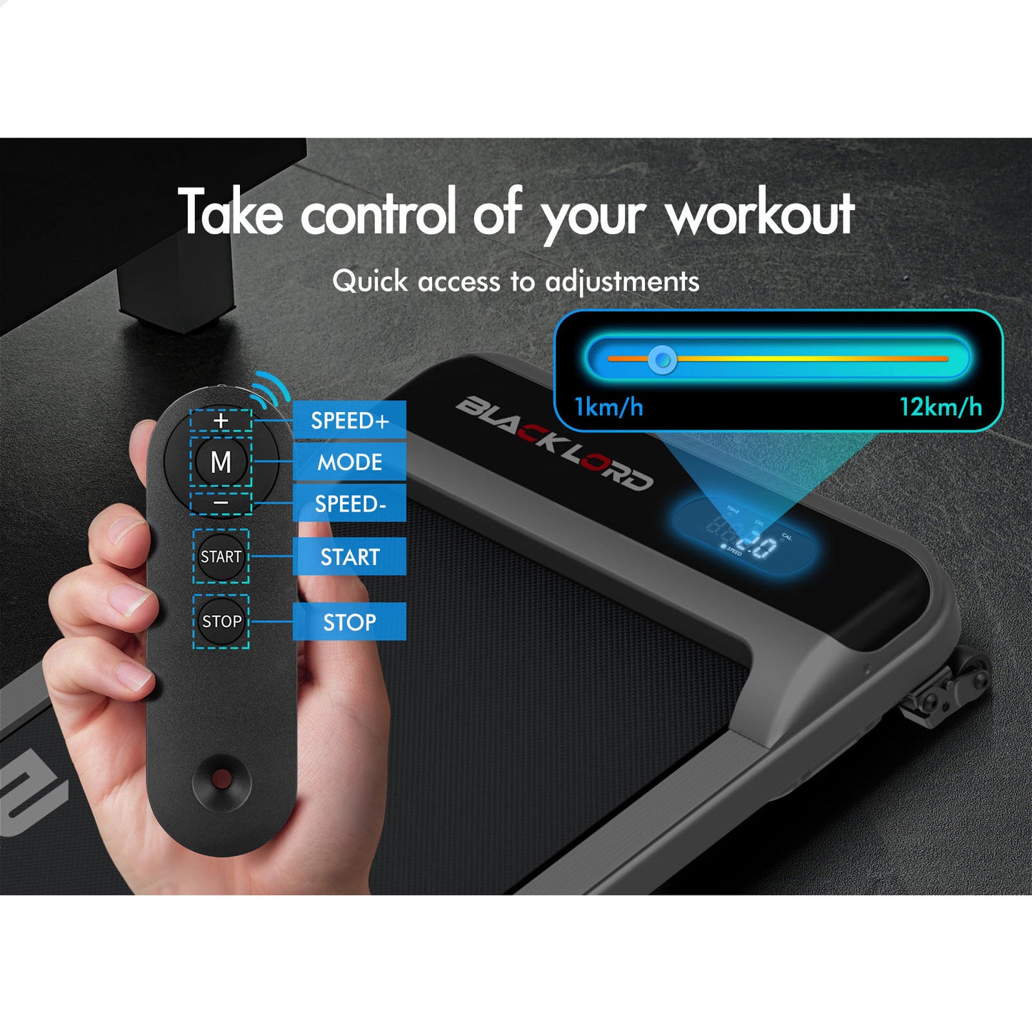BLACK LORD Treadmill Electric Walking Pad Home Office Gym Fitness Incline MS2 Silver