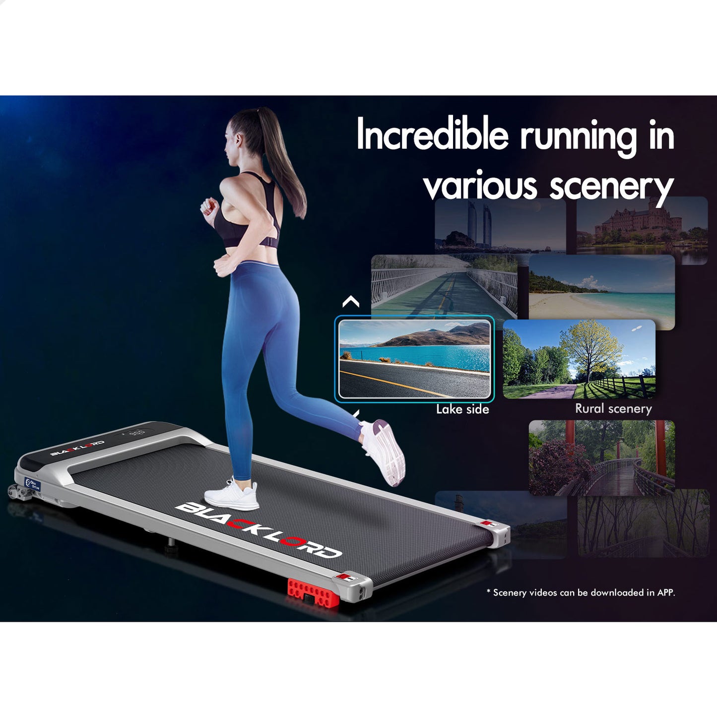 BLACK LORD Treadmill Electric Walking Pad Home Office Gym Fitness Incline MS2 Silver
