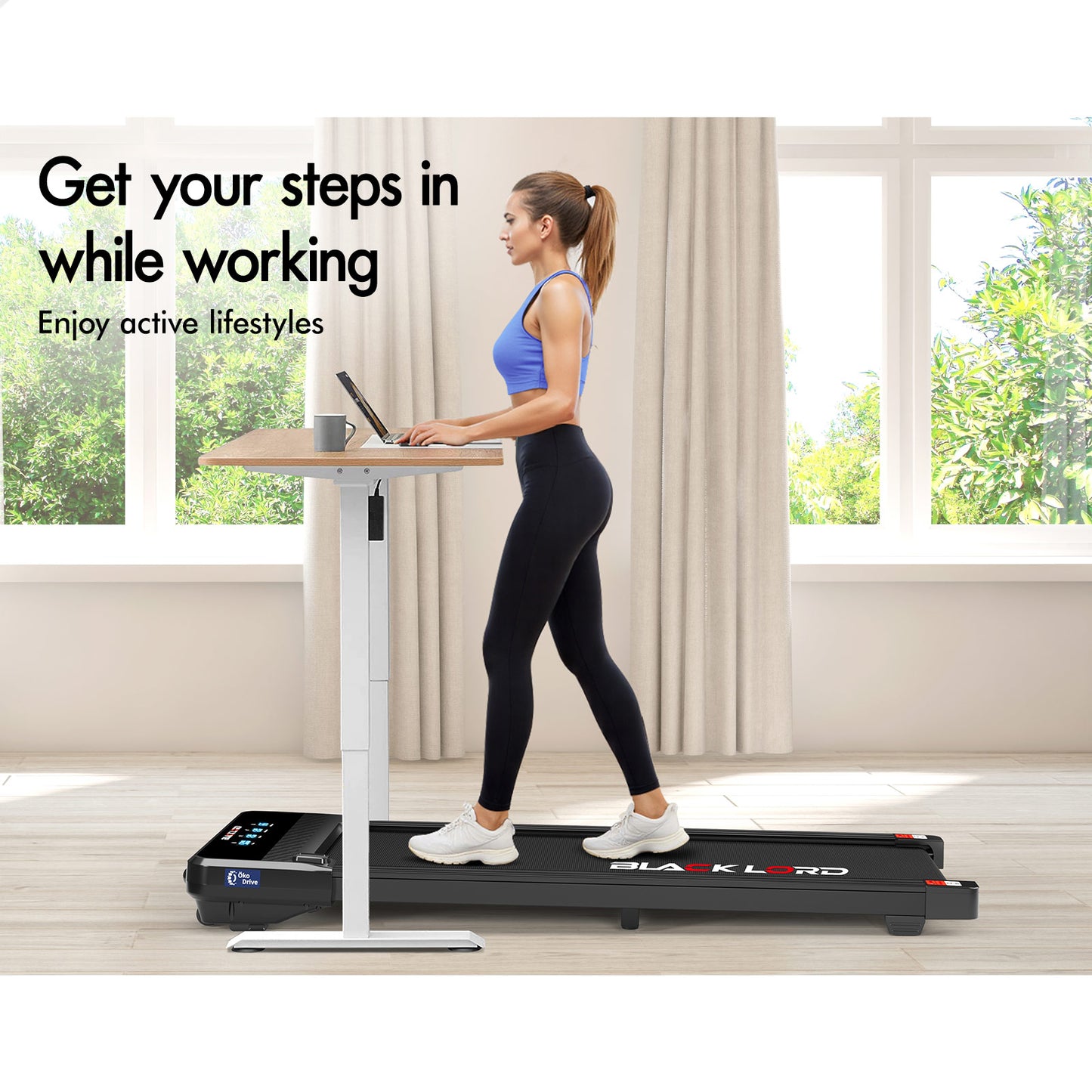 BLACK LORD Treadmill Electric Walking Pad Under Desk Home Gym Incline 430mm Belt