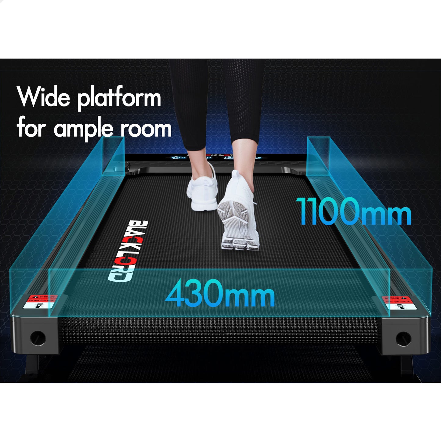 BLACK LORD Treadmill Electric Walking Pad Under Desk Home Gym Incline 430mm Belt