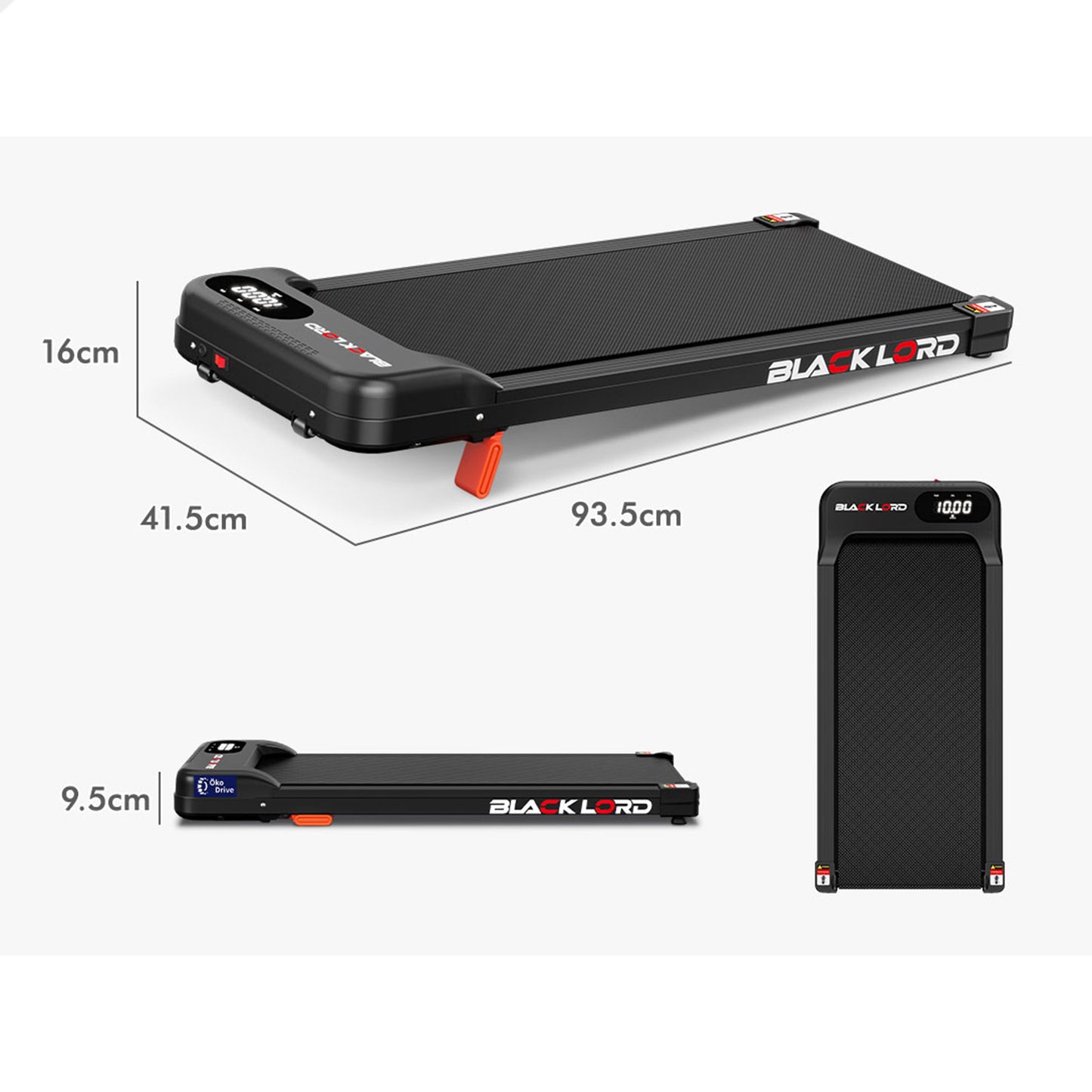 BLACK LORD Treadmill Electric Walking Pad Home Gym Incline Magnetic Remote Black