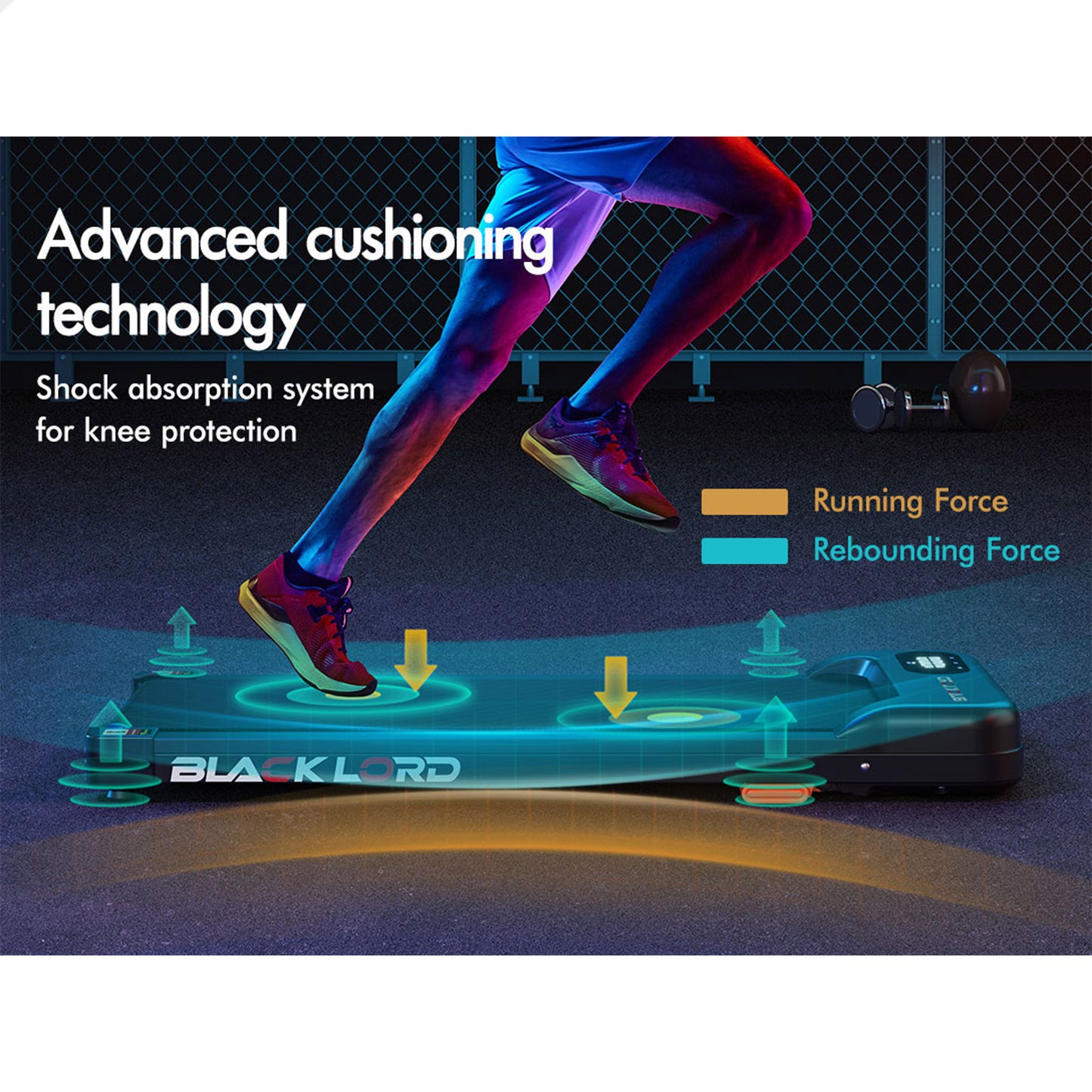 BLACK LORD Treadmill Electric Walking Pad Home Gym Incline Magnetic Remote Black