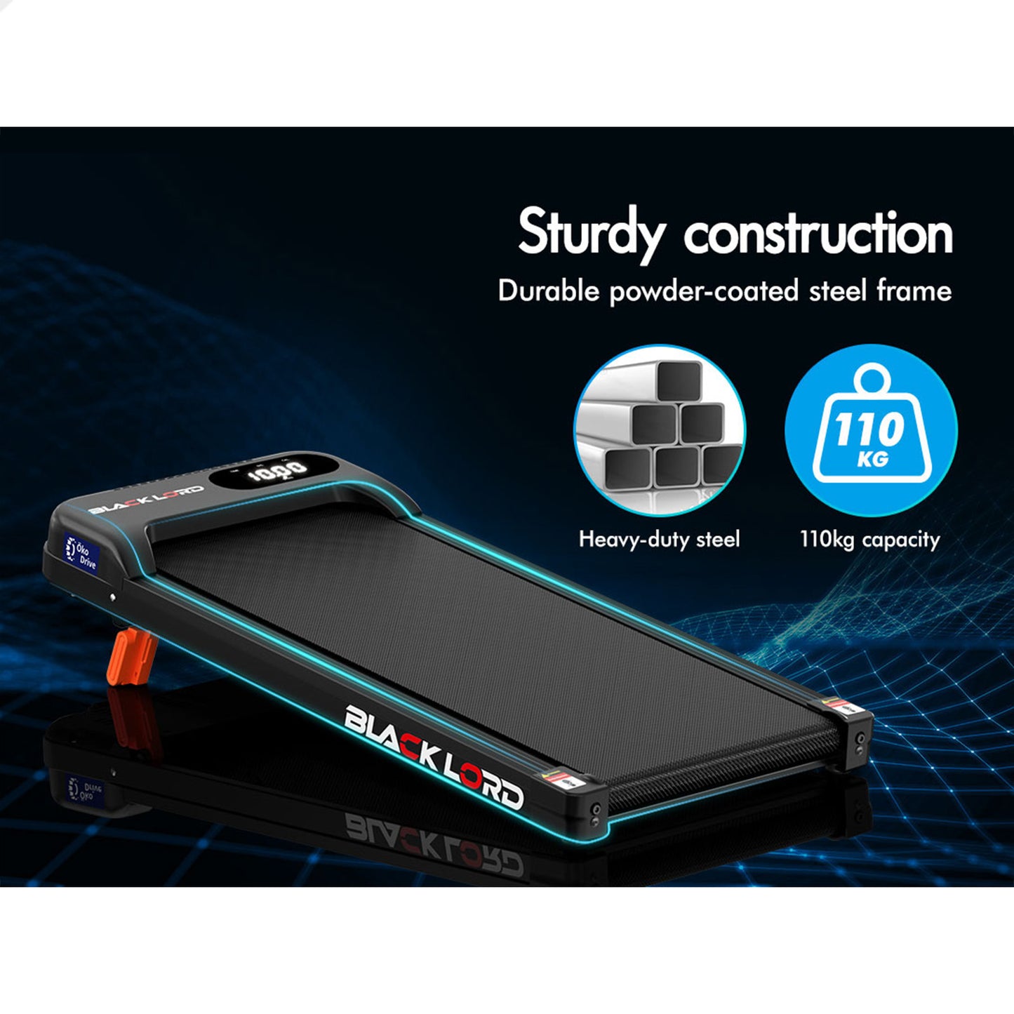 BLACK LORD Treadmill Electric Walking Pad Home Gym Incline Magnetic Remote Black