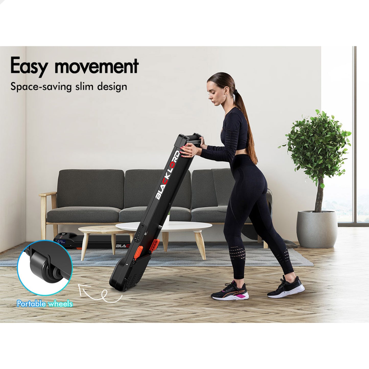 BLACK LORD Treadmill Electric Walking Pad Home Gym Incline Magnetic Remote Black