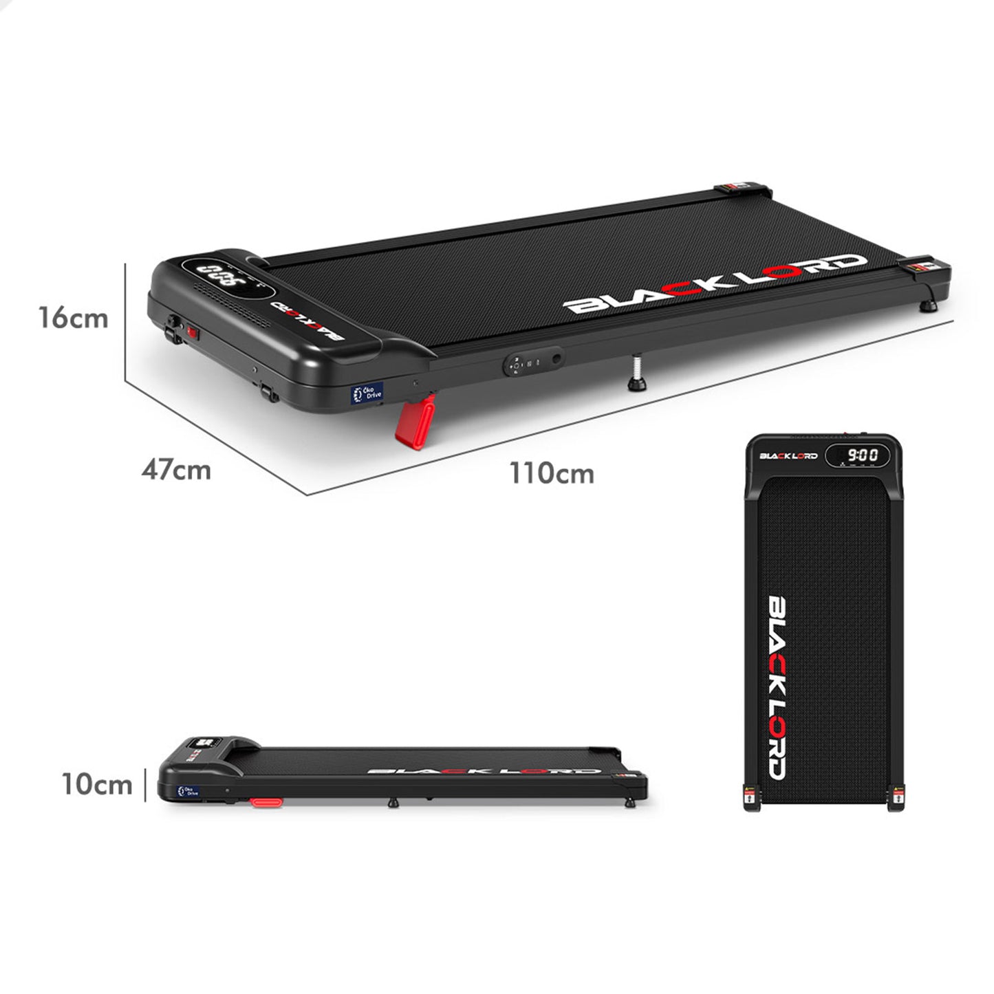 BLACK LORD Treadmill Electric Walking Pad Incline Home Gym Magnetic Remote Black