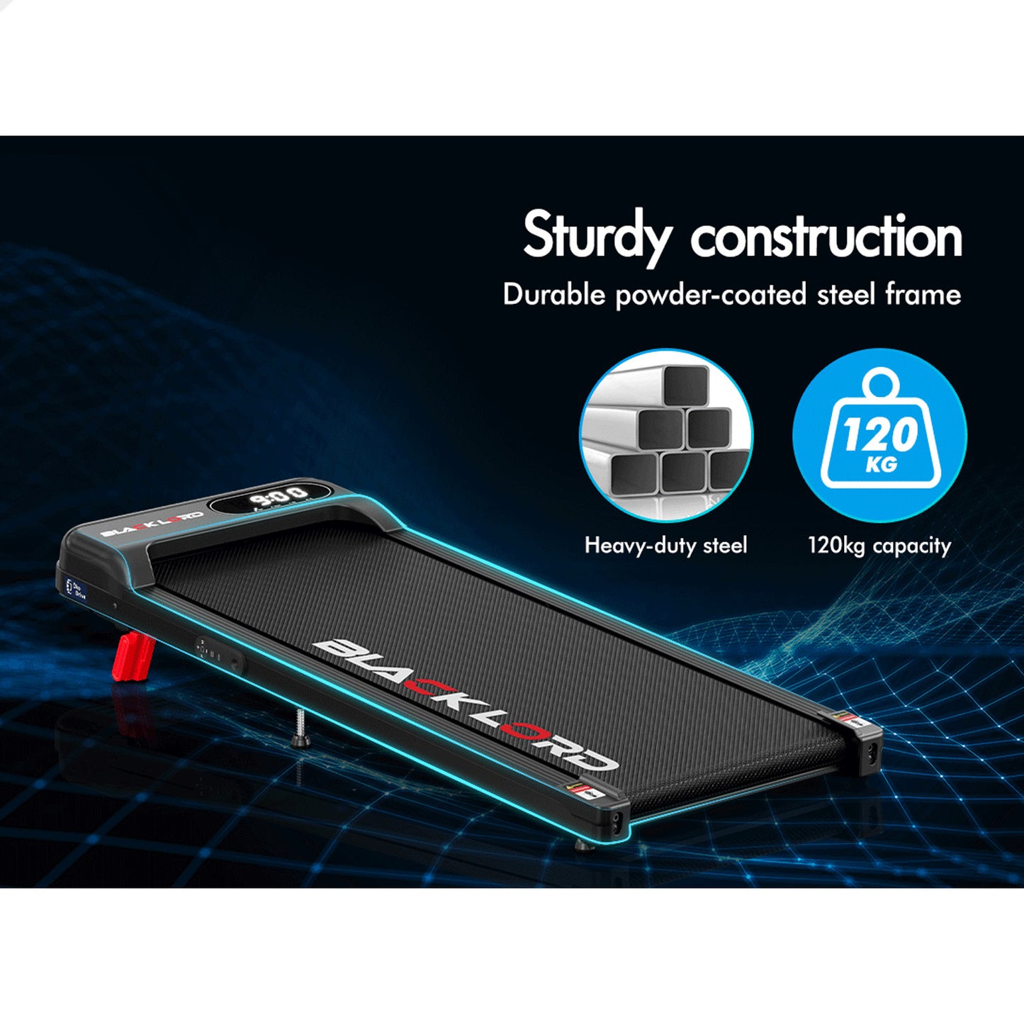 BLACK LORD Treadmill Electric Walking Pad Incline Home Gym Magnetic Remote Black