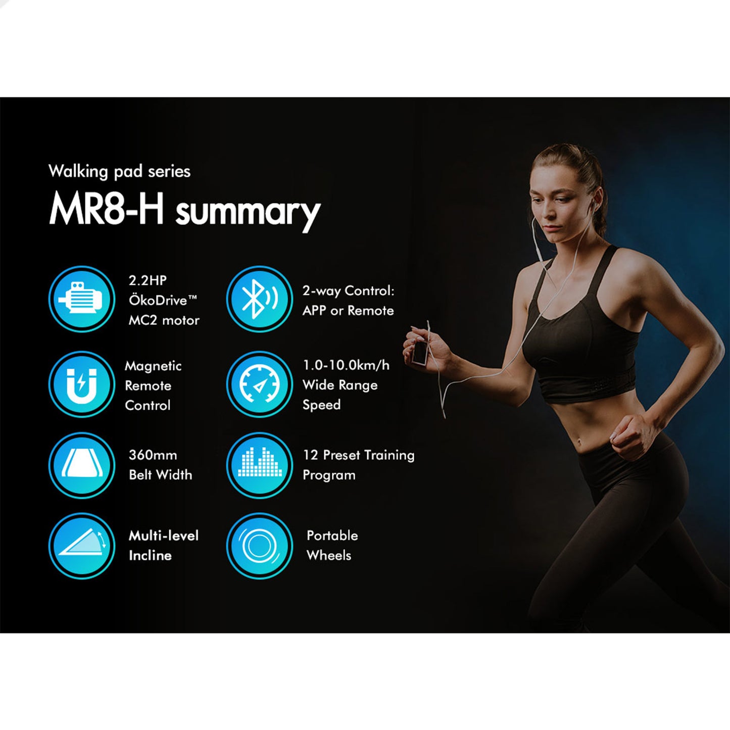 BLACK LORD Treadmill Electric Walking Pad Folding Incline Magnetic Remote Black