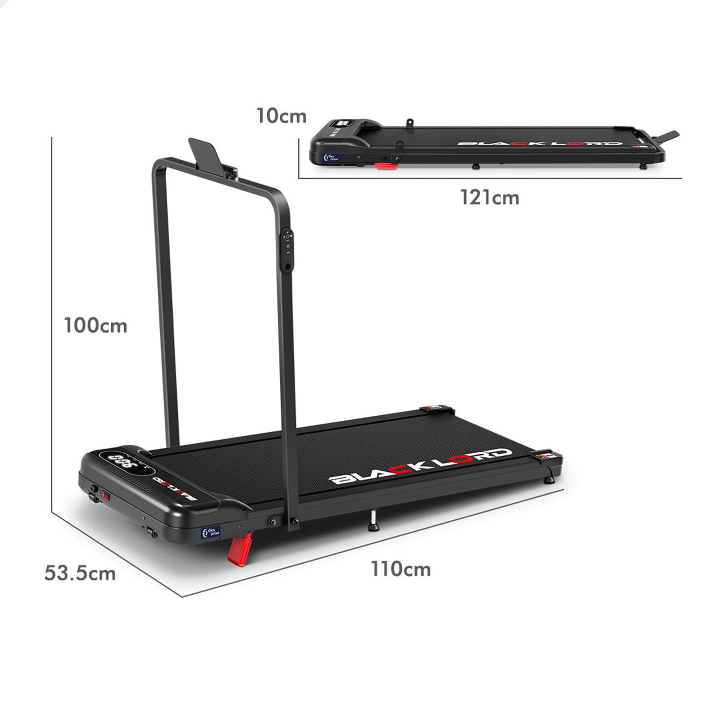 BLACK LORD Treadmill Electric Walking Pad Folding Incline Magnetic Remote Black