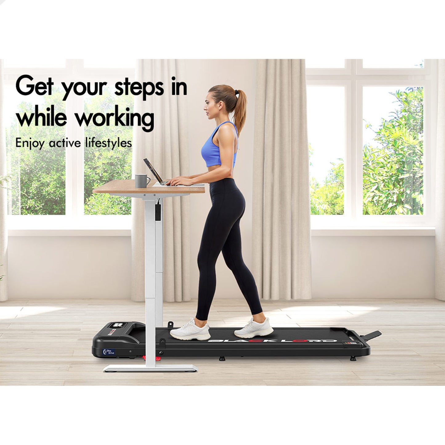 BLACK LORD Treadmill Electric Walking Pad Folding Incline Magnetic Remote Black