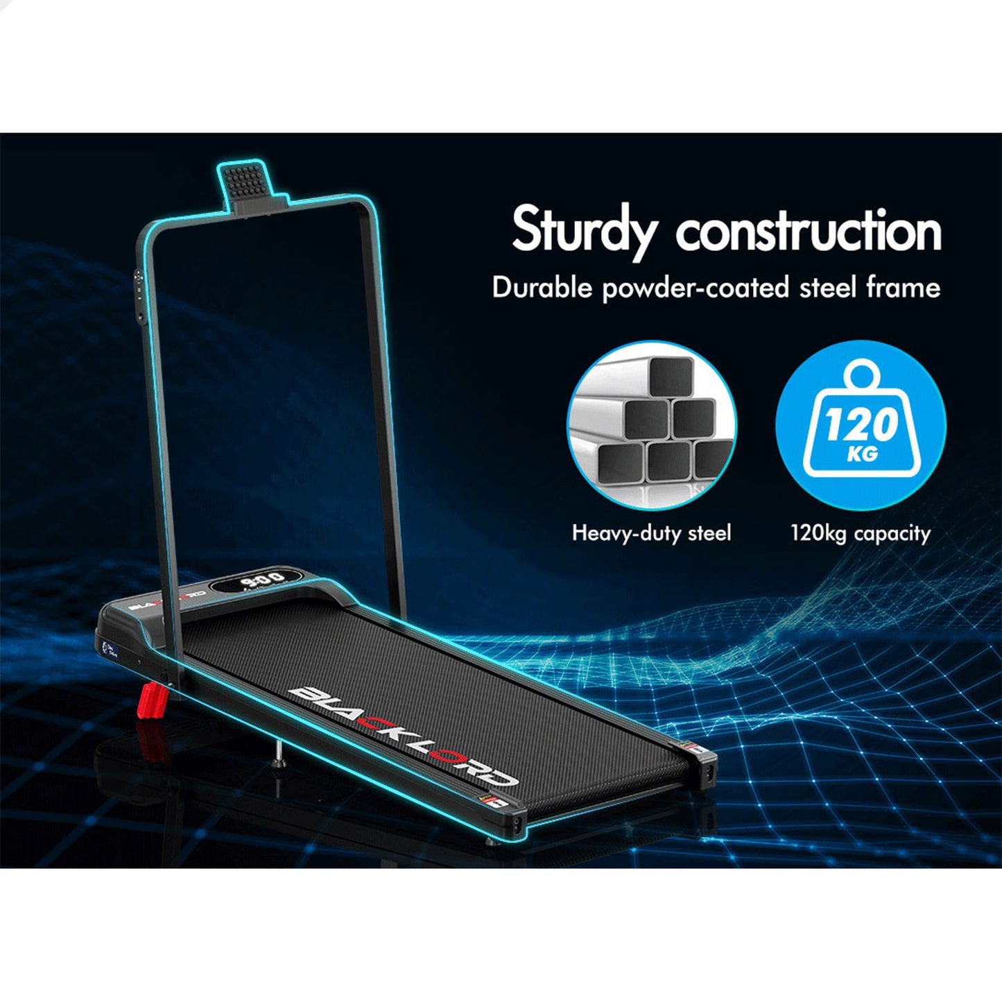 BLACK LORD Treadmill Electric Walking Pad Folding Incline Magnetic Remote Black