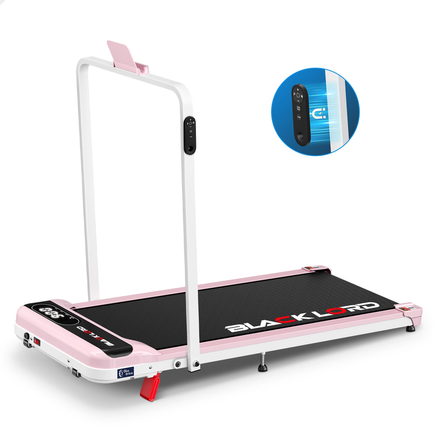BLACK LORD Treadmill Electric Walking Pad Folding Incline Magnetic Remote Pink