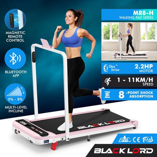 BLACK LORD Treadmill Electric Walking Pad Folding Incline Magnetic Remote Pink