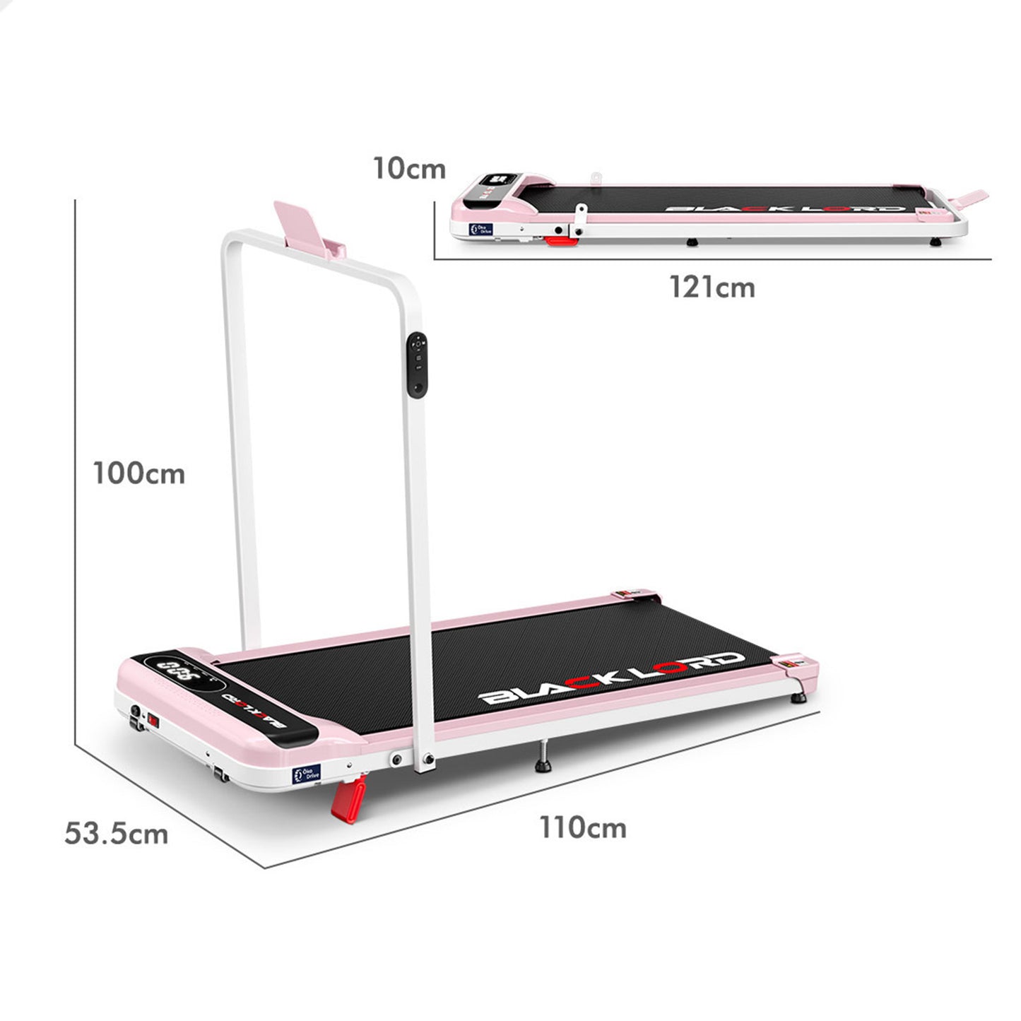 BLACK LORD Treadmill Electric Walking Pad Folding Incline Magnetic Remote Pink