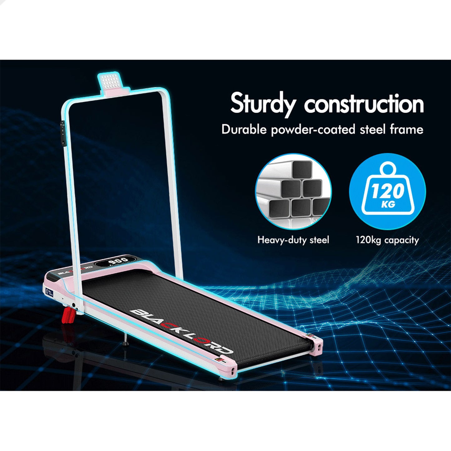 BLACK LORD Treadmill Electric Walking Pad Folding Incline Magnetic Remote Pink