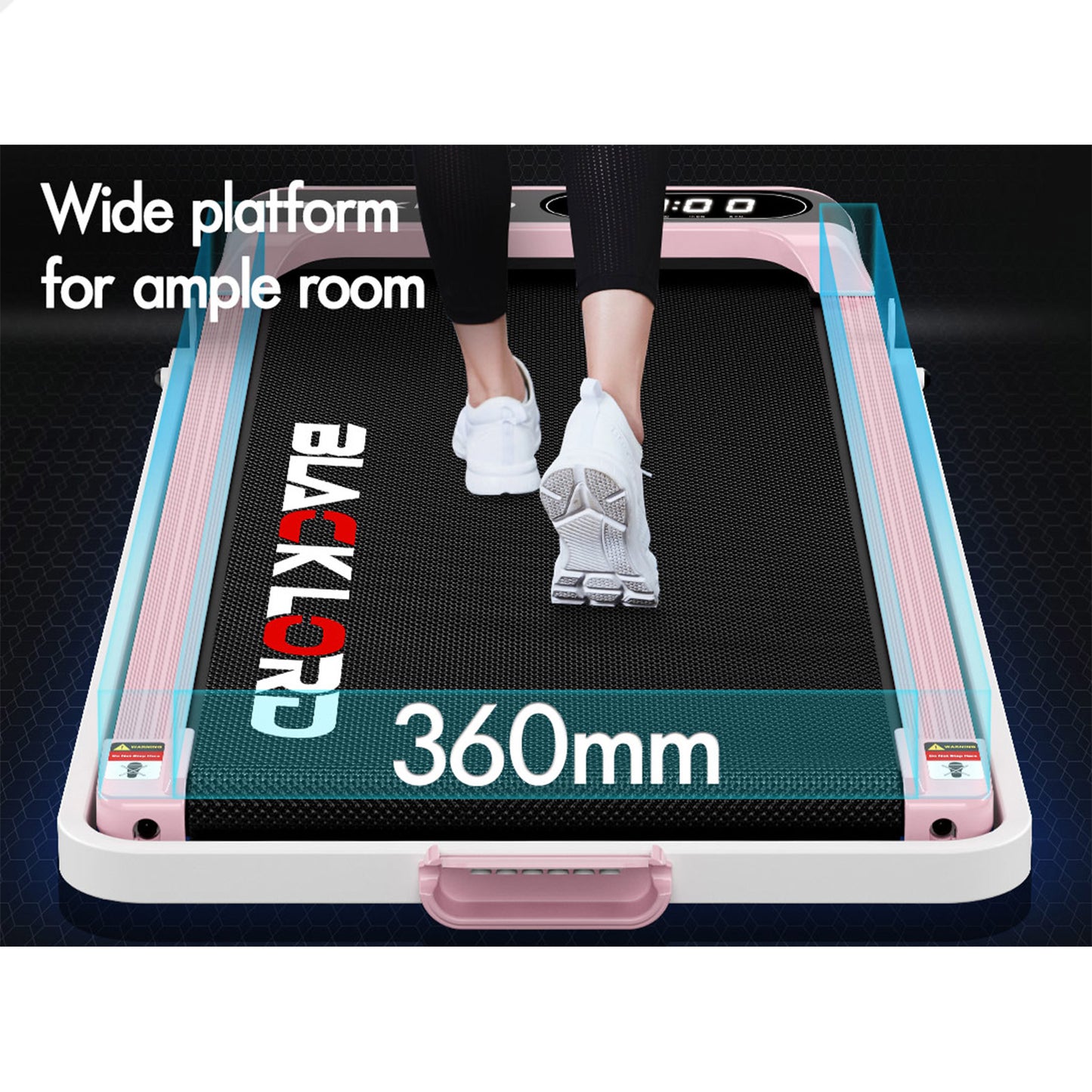 BLACK LORD Treadmill Electric Walking Pad Folding Incline Magnetic Remote Pink