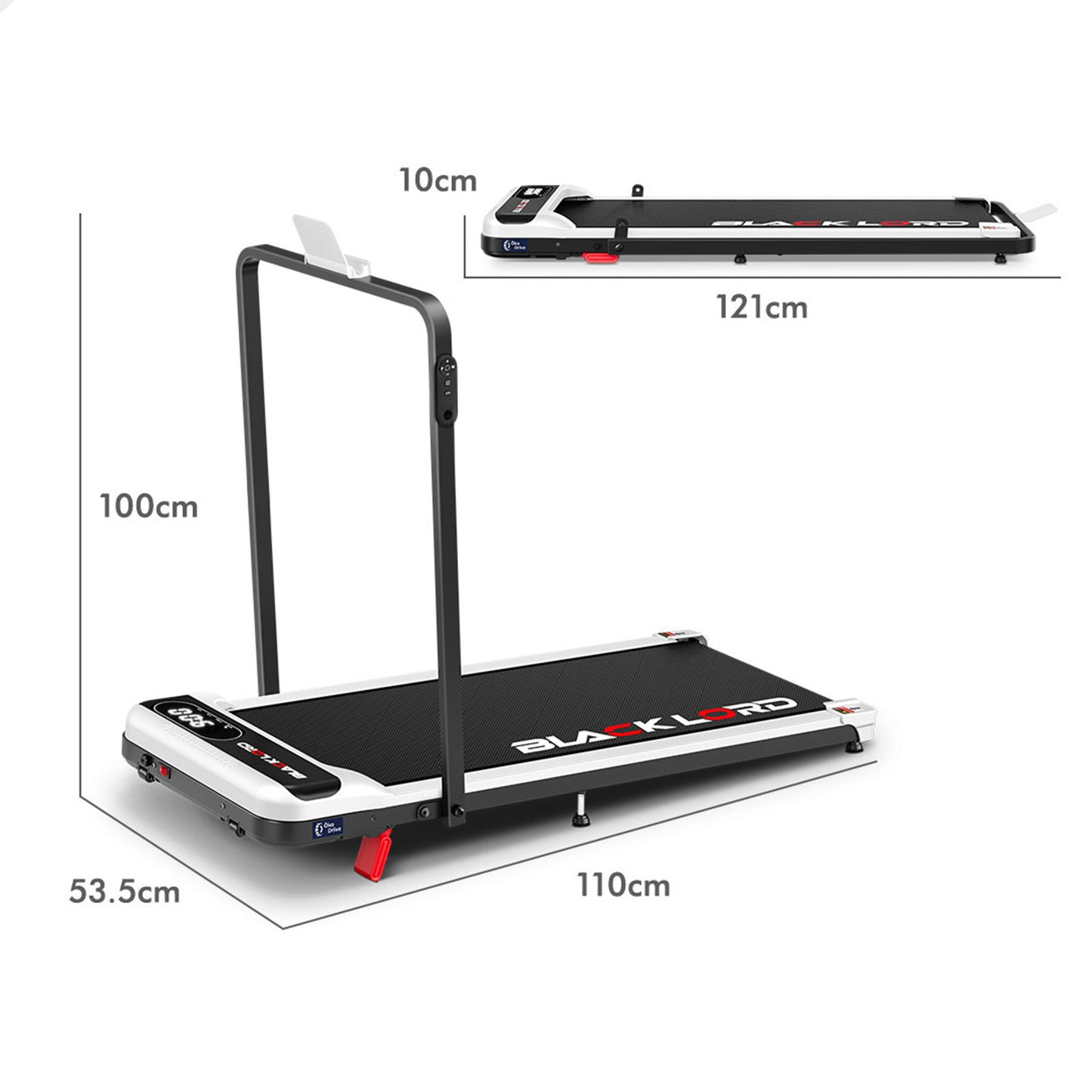 BLACK LORD Treadmill Electric Walking Pad Folding Incline Magnetic Remote White