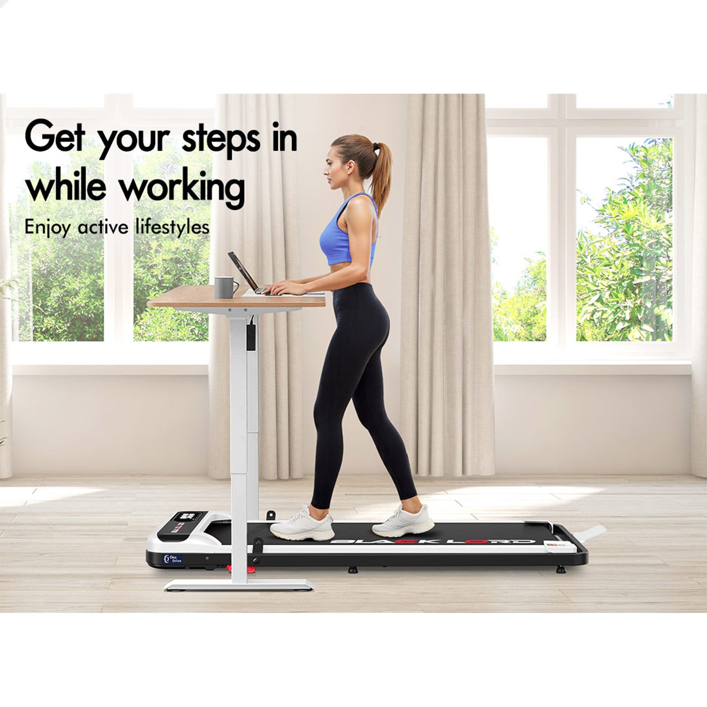 BLACK LORD Treadmill Electric Walking Pad Folding Incline Magnetic Remote White