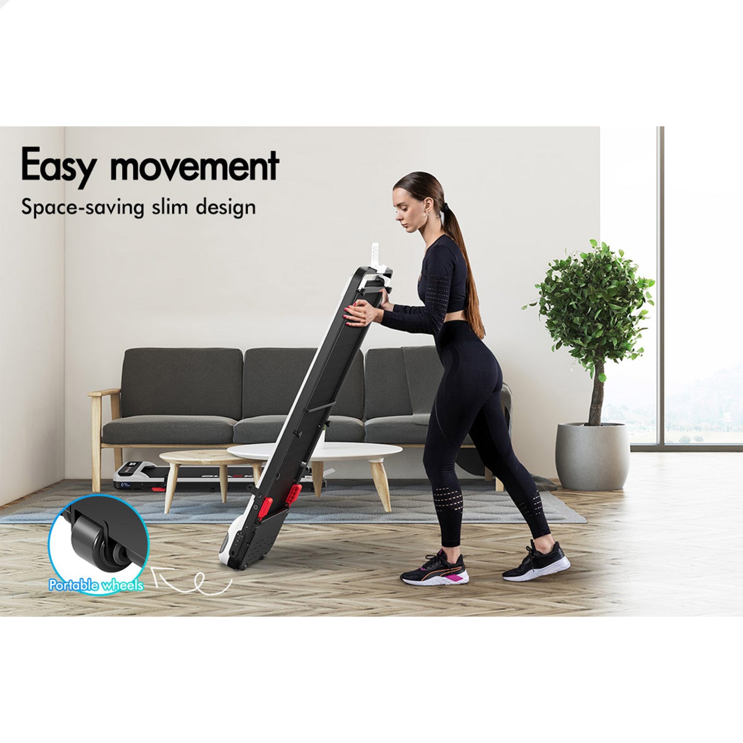 BLACK LORD Treadmill Electric Walking Pad Folding Incline Magnetic Remote White