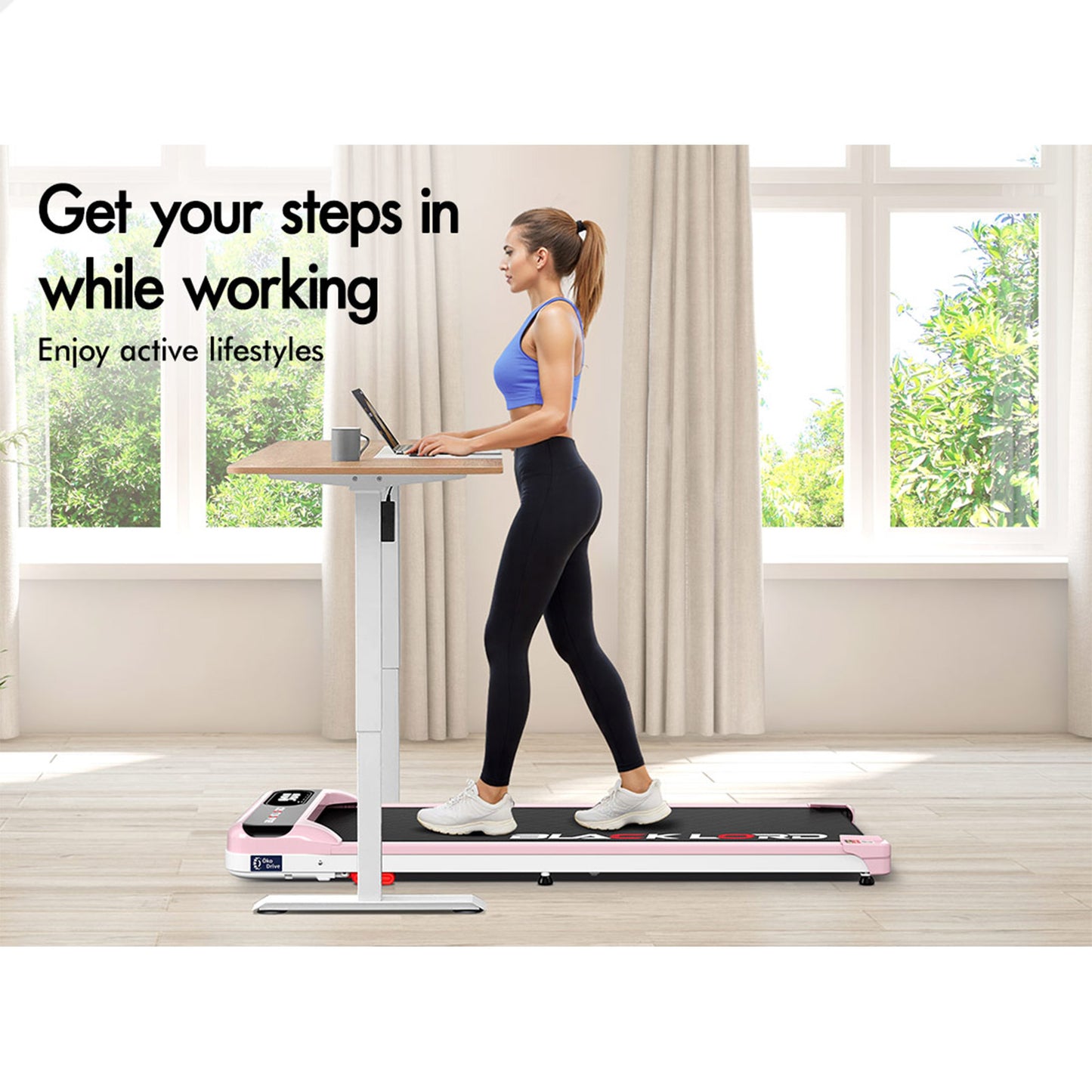 BLACK LORD Treadmill Electric Walking Pad Incline Home Gym Magnetic Remote Pink