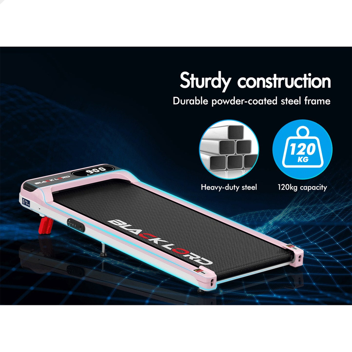 BLACK LORD Treadmill Electric Walking Pad Incline Home Gym Magnetic Remote Pink