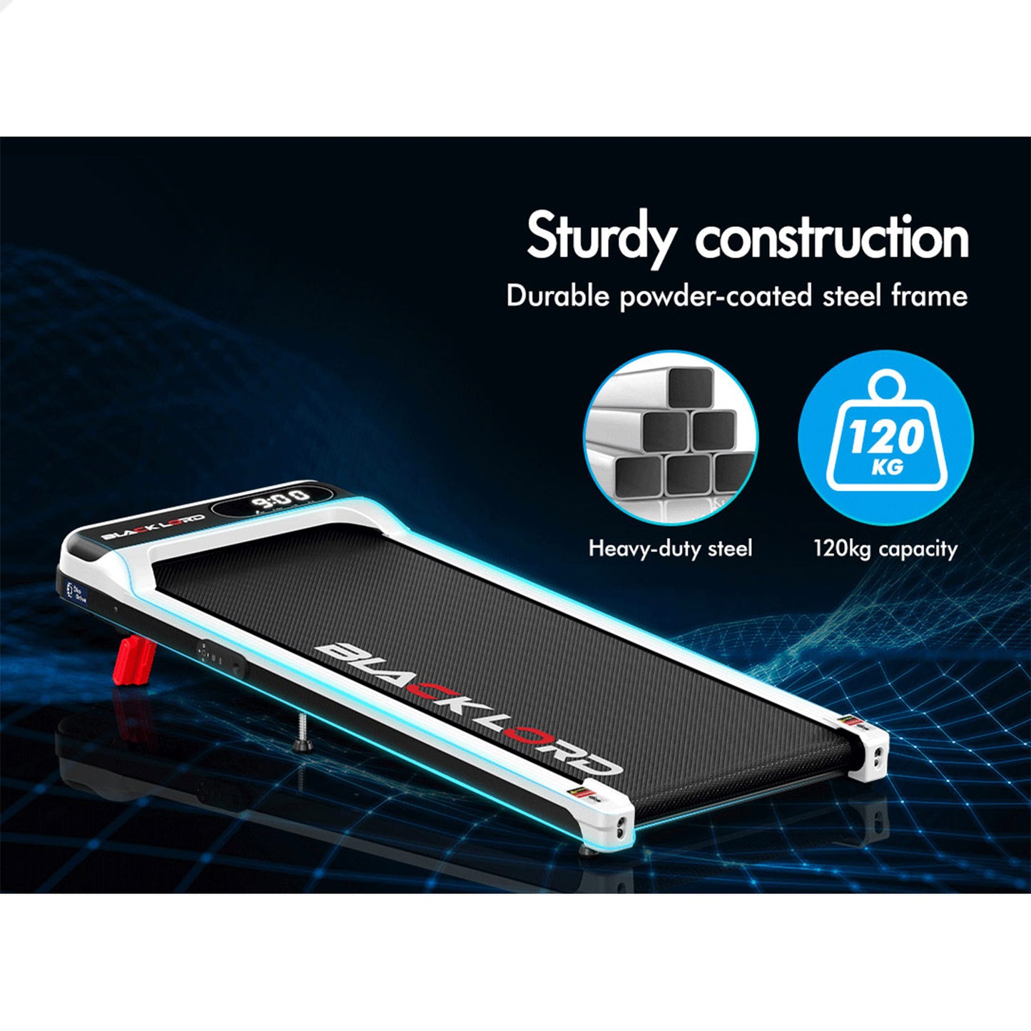 BLACK LORD Treadmill Electric Walking Pad Incline Home Gym Magnetic Remote White