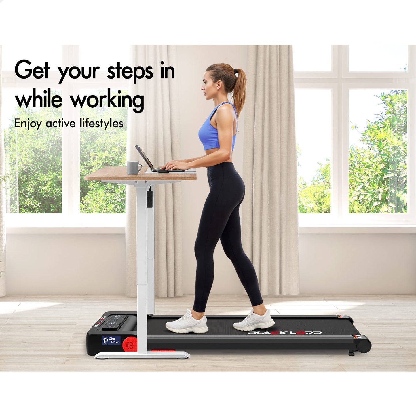 BLACK LORD Treadmill Electric Walking Pad Under Desk Home Gym Fitness 450mm Belt