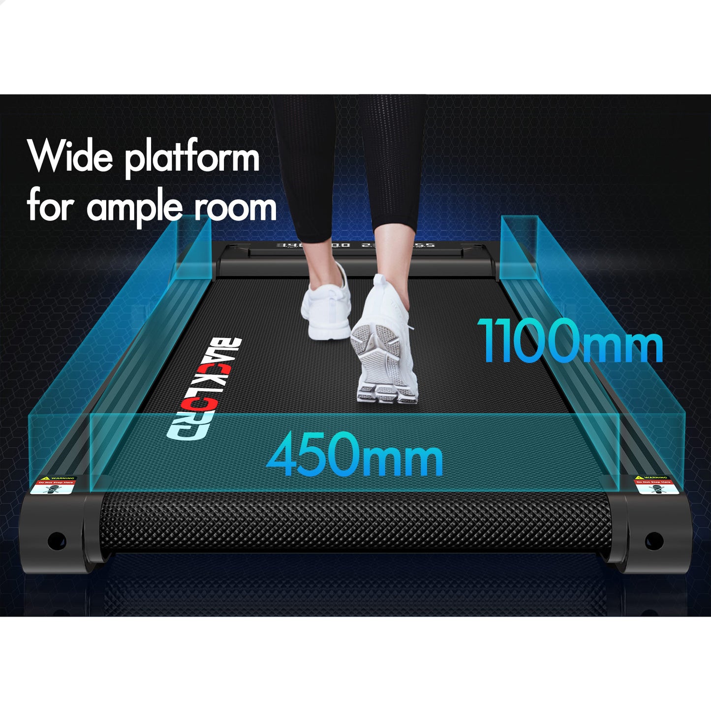 BLACK LORD Treadmill Electric Walking Pad Under Desk Home Gym Fitness 450mm Belt