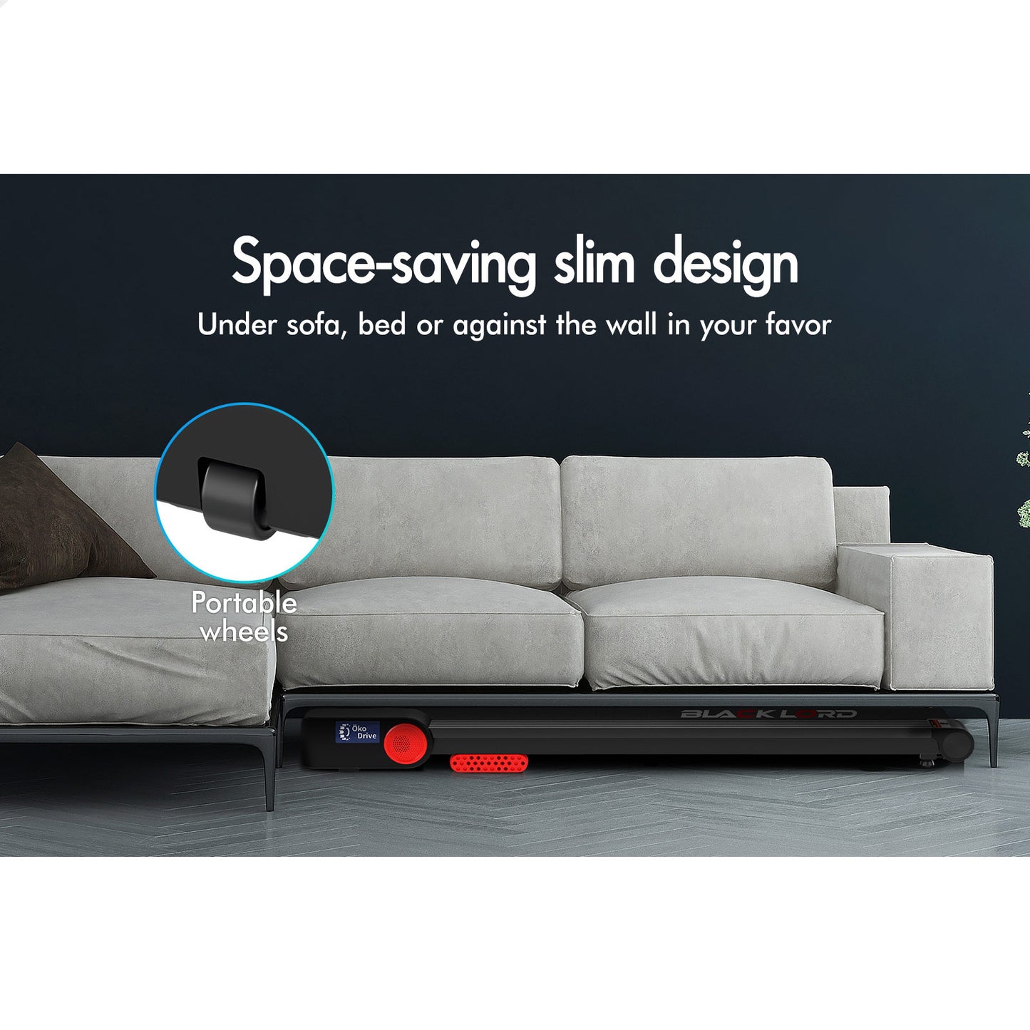 BLACK LORD Treadmill Electric Walking Pad Under Desk Home Gym Fitness 450mm Belt