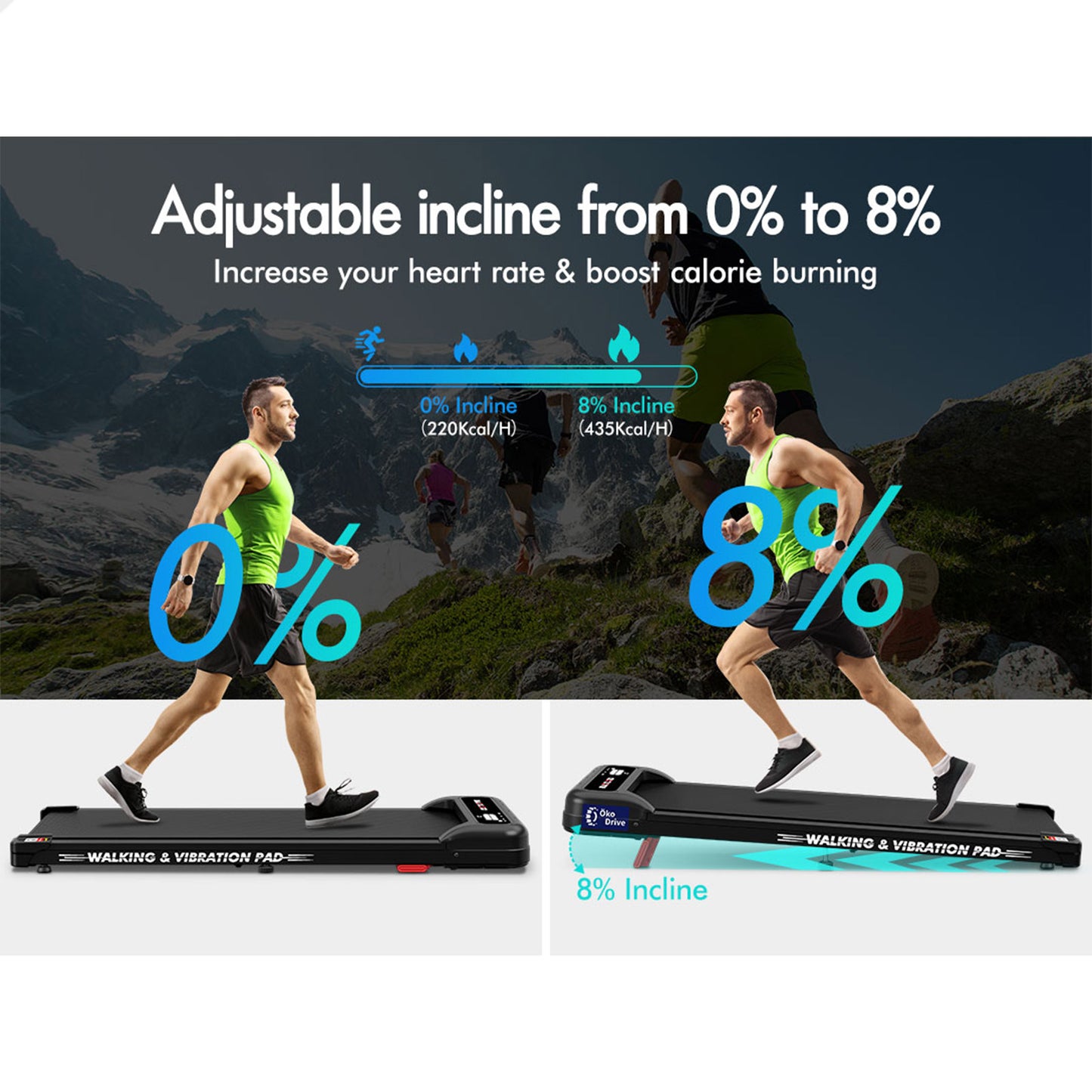 BLACK LORD Treadmill 4-in-1 Walking Vibration Pad Incline with Magnetic Remote