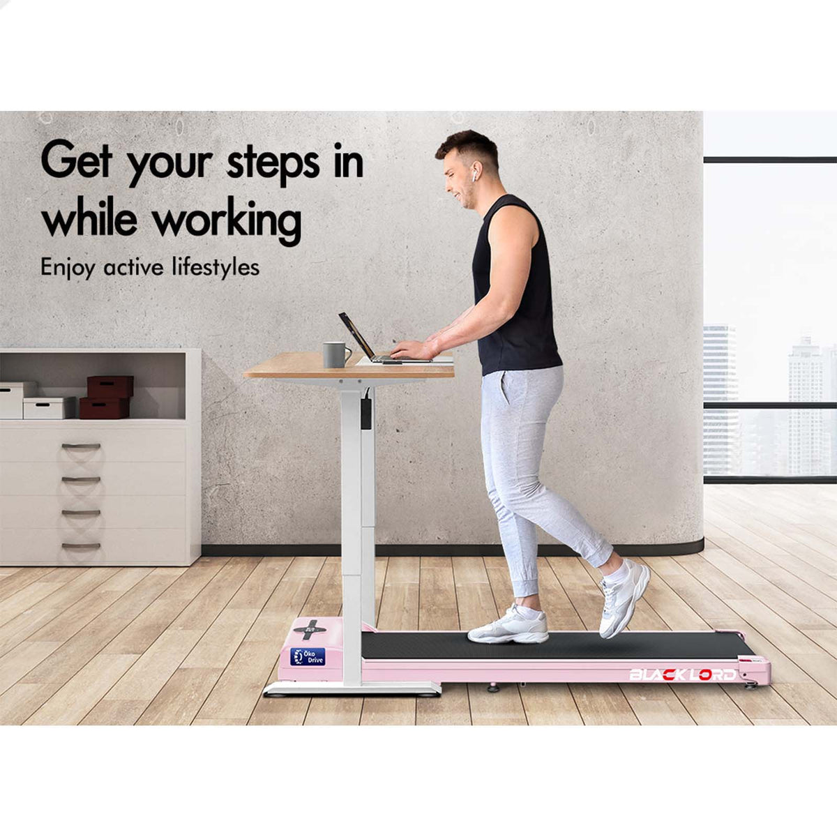 BLACK LORD Treadmill Electric Walking Pad Foldable Home Gym Fitness Pink