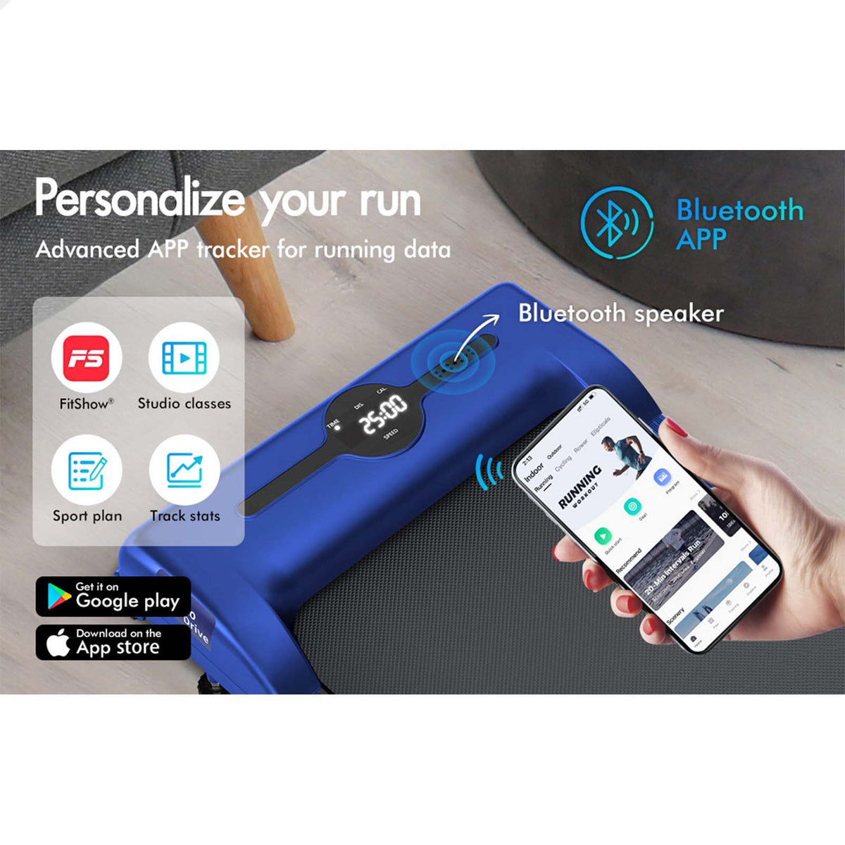 BLACK LORD Treadmill Electric Walking Pad Fitness Machine Home Gym Blue