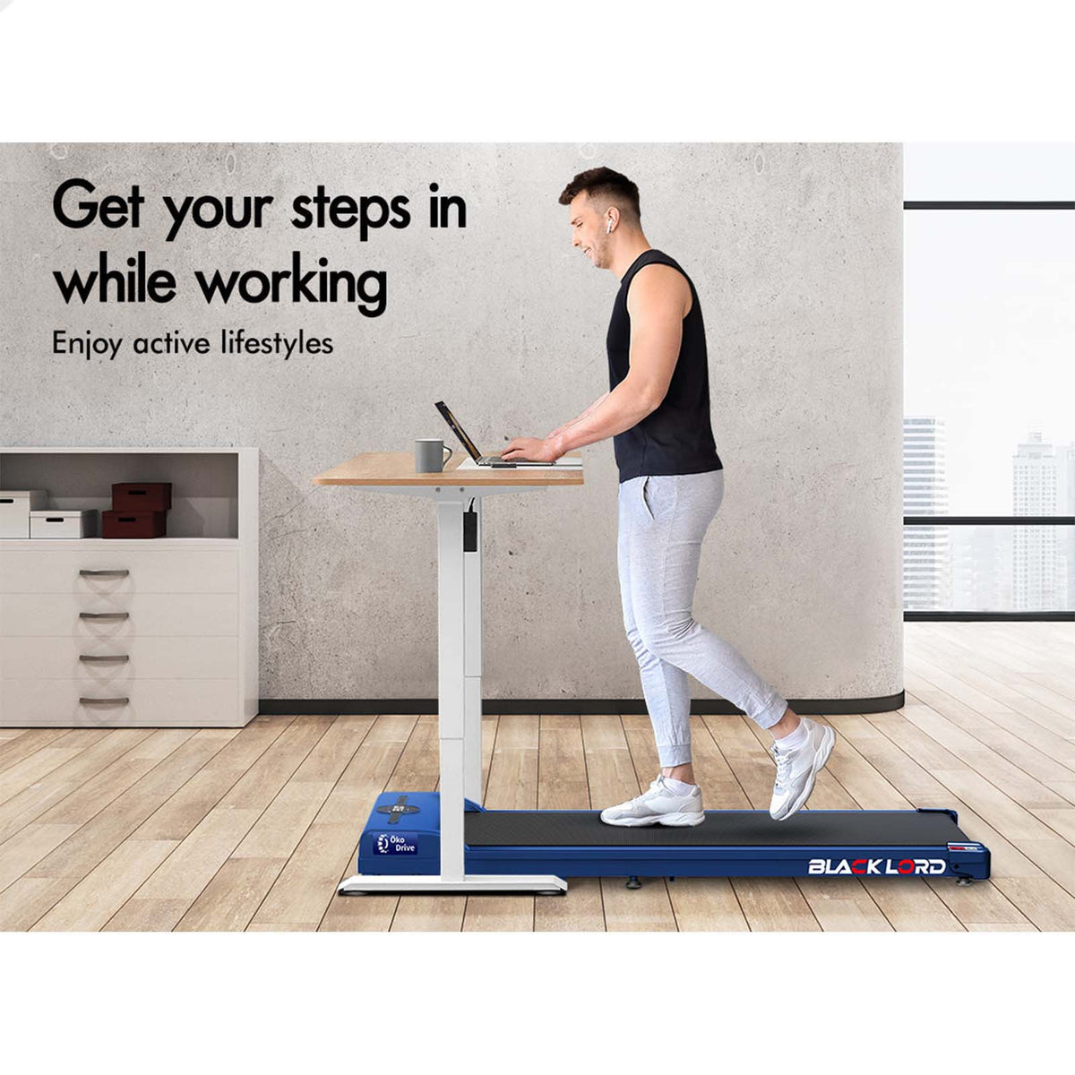 BLACK LORD Treadmill Electric Walking Pad Fitness Machine Home Gym Blue