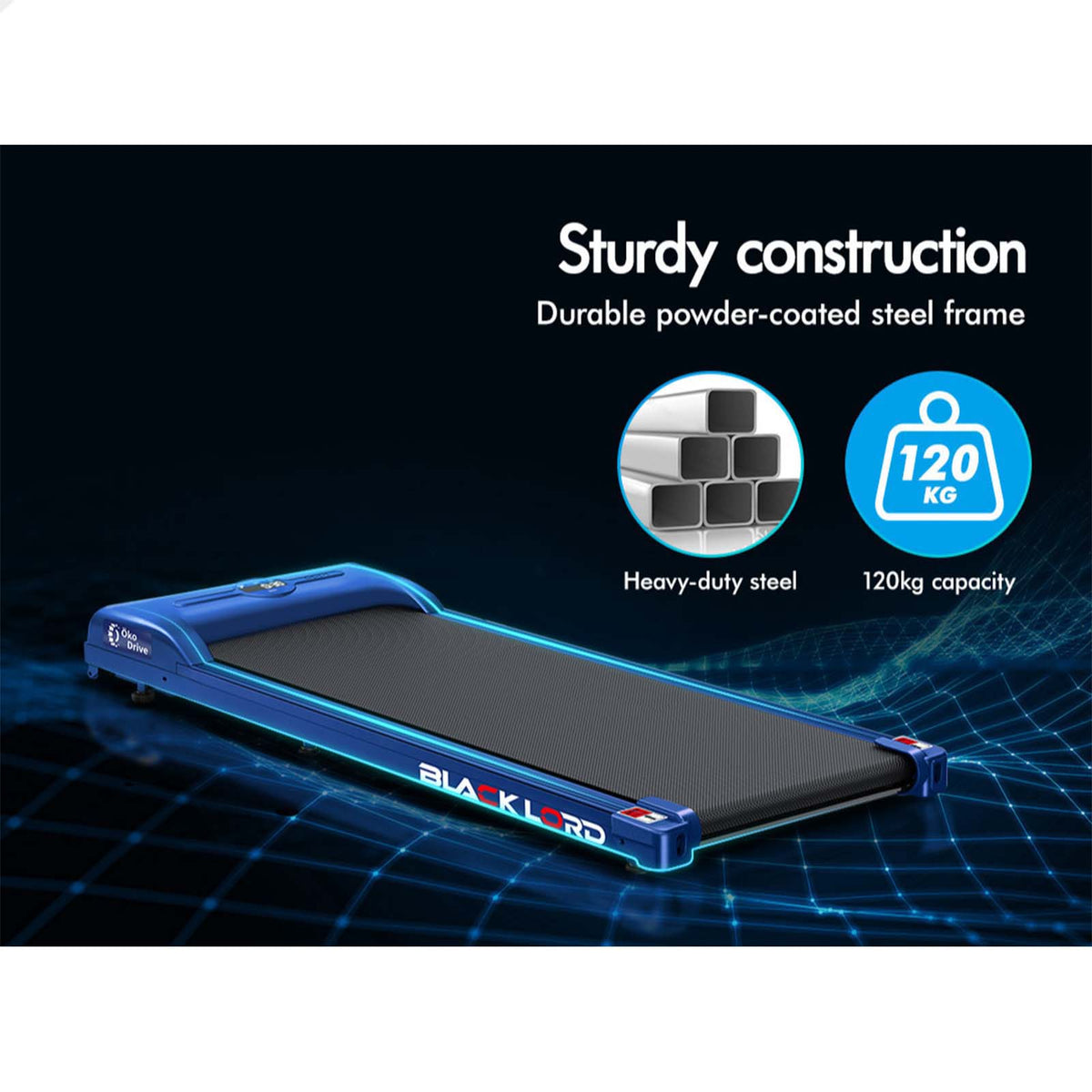BLACK LORD Treadmill Electric Walking Pad Fitness Machine Home Gym Blue