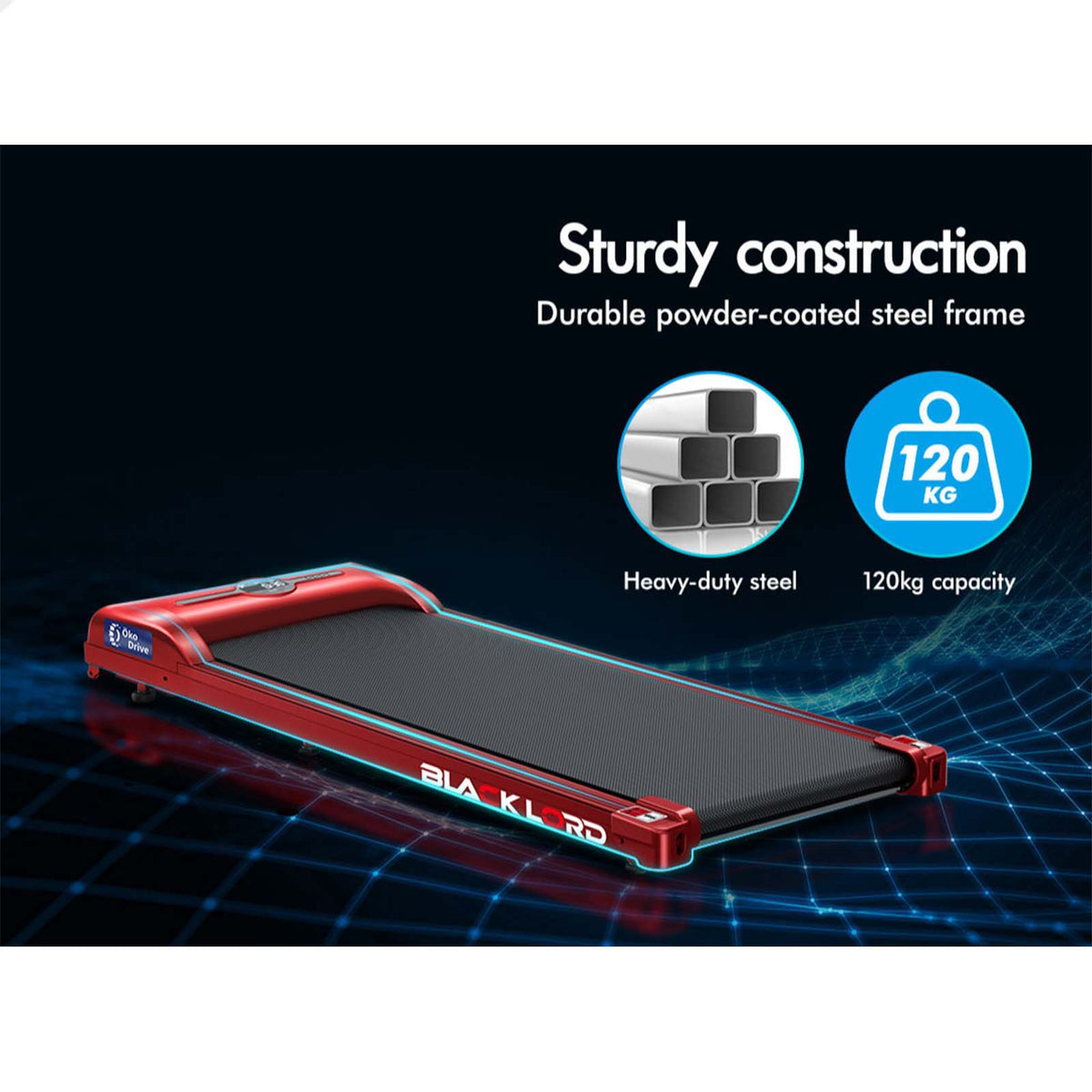 BLACK LORD Treadmill Electric Walking Pad Fitness Machine Home Gym Red